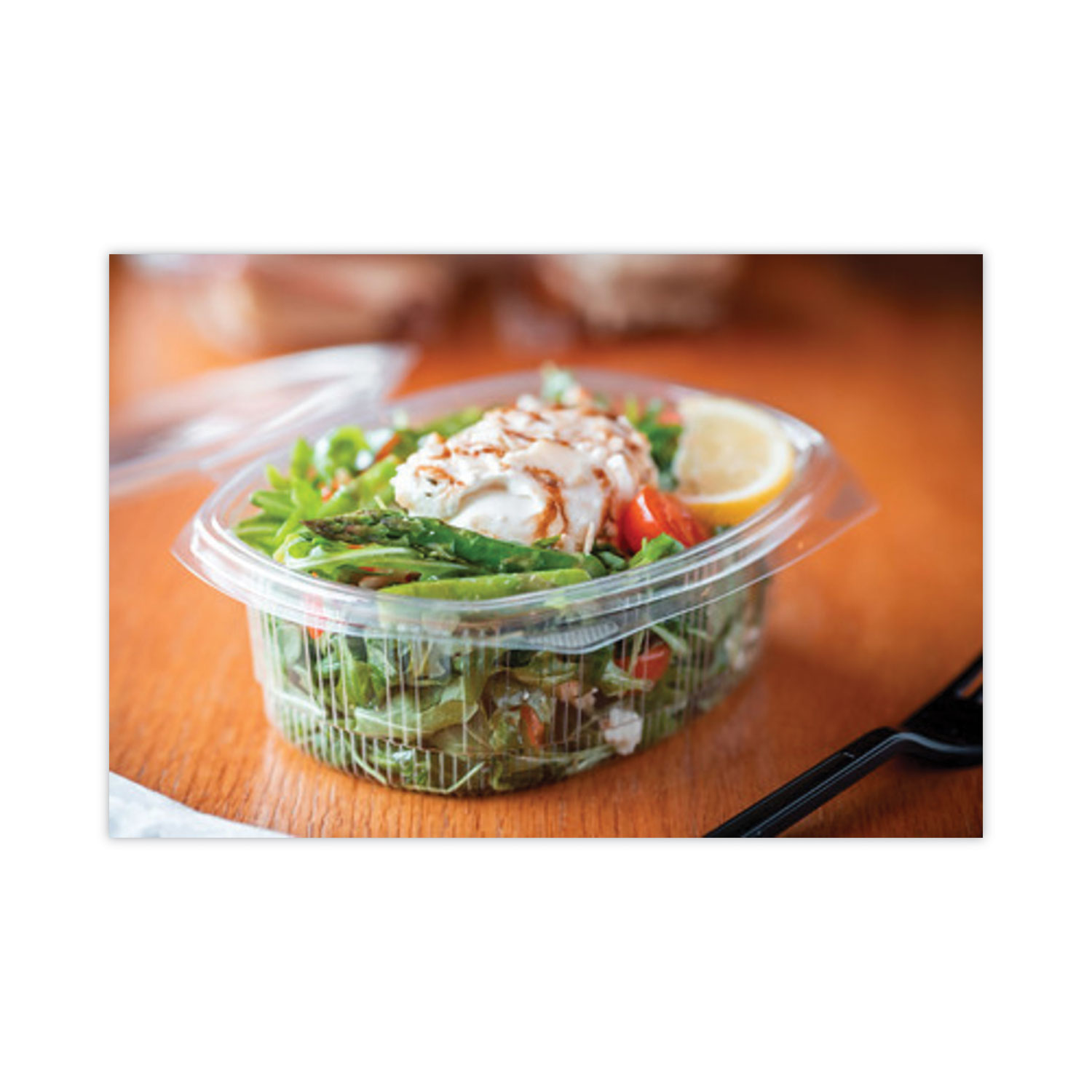 Pactiv EarthChoice Pet Hinged Lid Deli Container, 12 oz, 4.92 x 5.87 x 1.89, Clear, 200/Carton