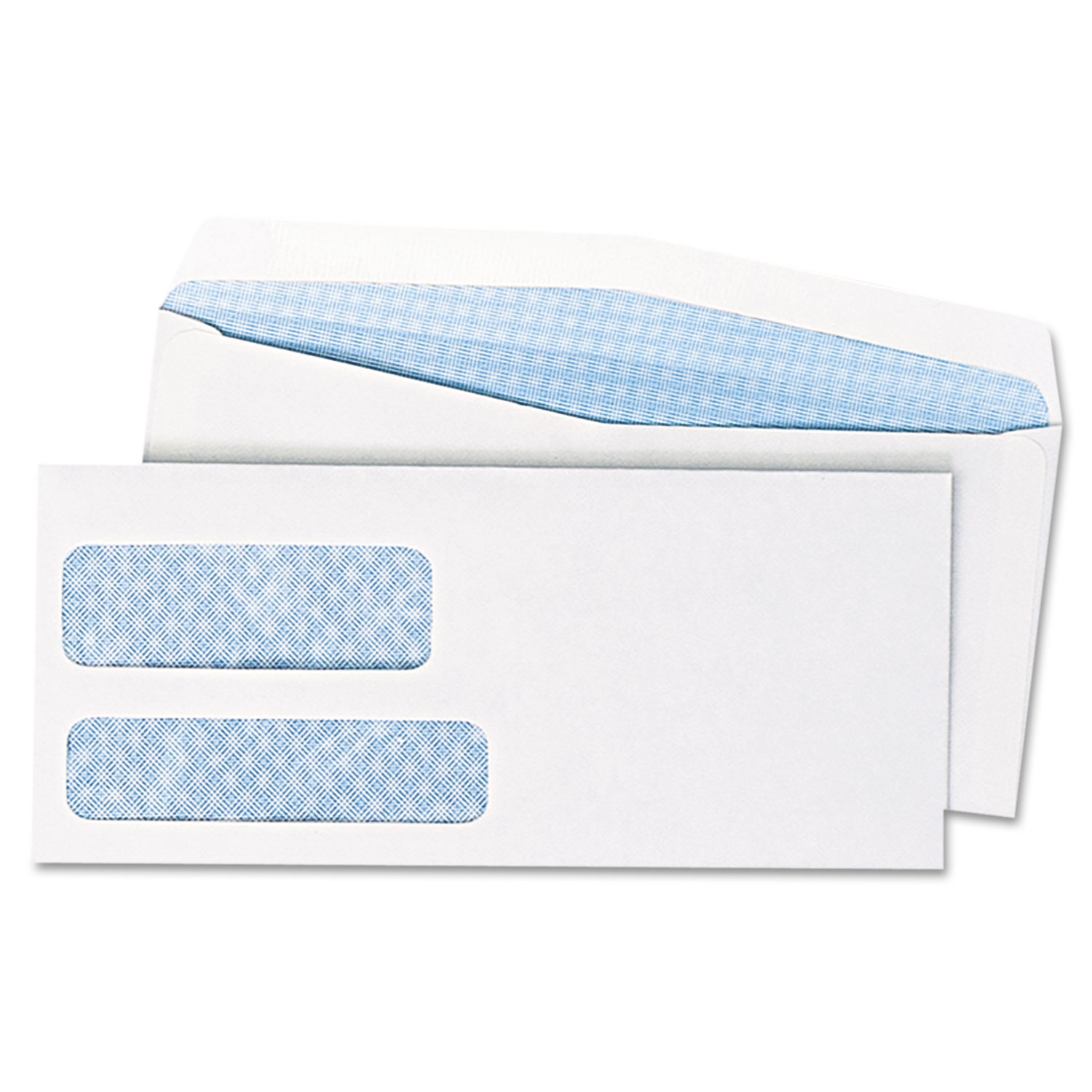 2-Window Security Tinted Check Envelope, #10, 4 1/8 x 9 1/2, White, 500/Box