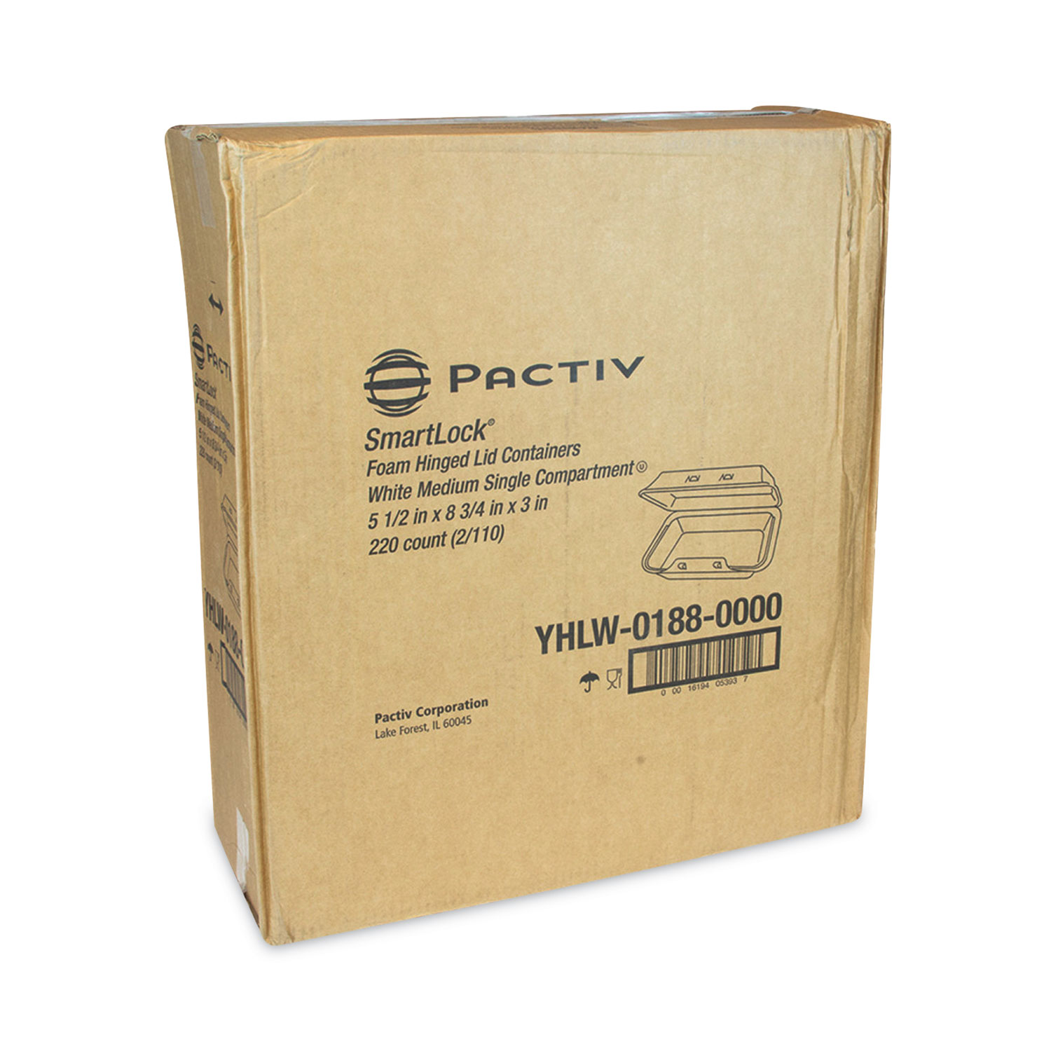 Pactiv SmartLock Foam Hinged Containers, Large, 9 x 9.13 x 3.25, White, 150/Carton