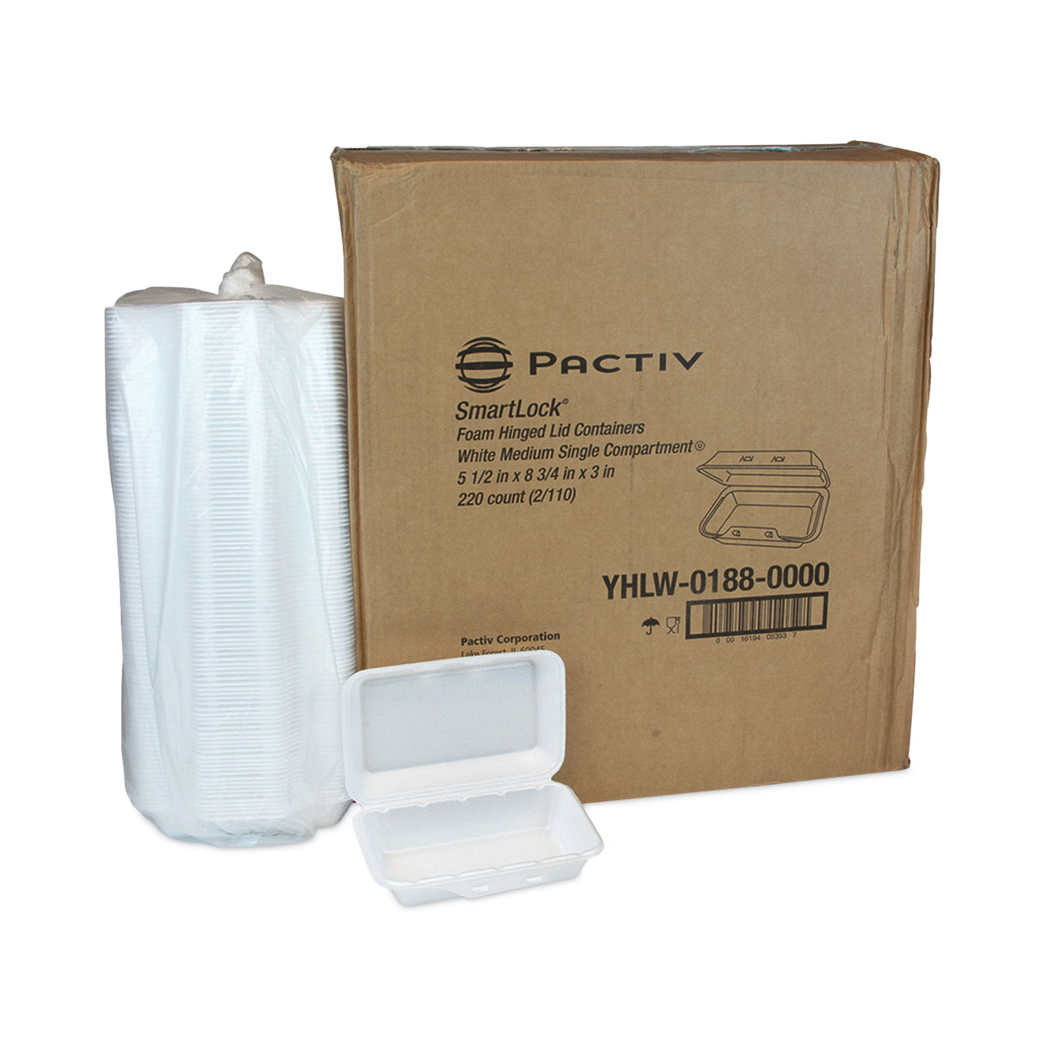 Foam Hinged Lid Container by Pactiv PCTYHD18SS00200