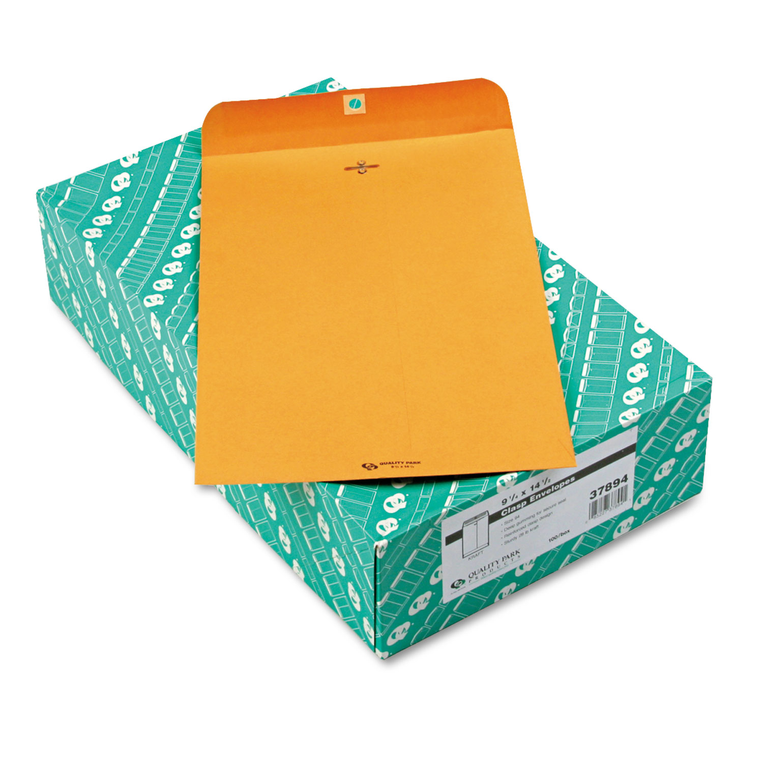  Quality Park QUA37894 Clasp Envelope, #94, Cheese Blade Flap, Clasp/Gummed Closure, 9.25 x 14.5, Brown Kraft, 100/Box (QUA37894) 