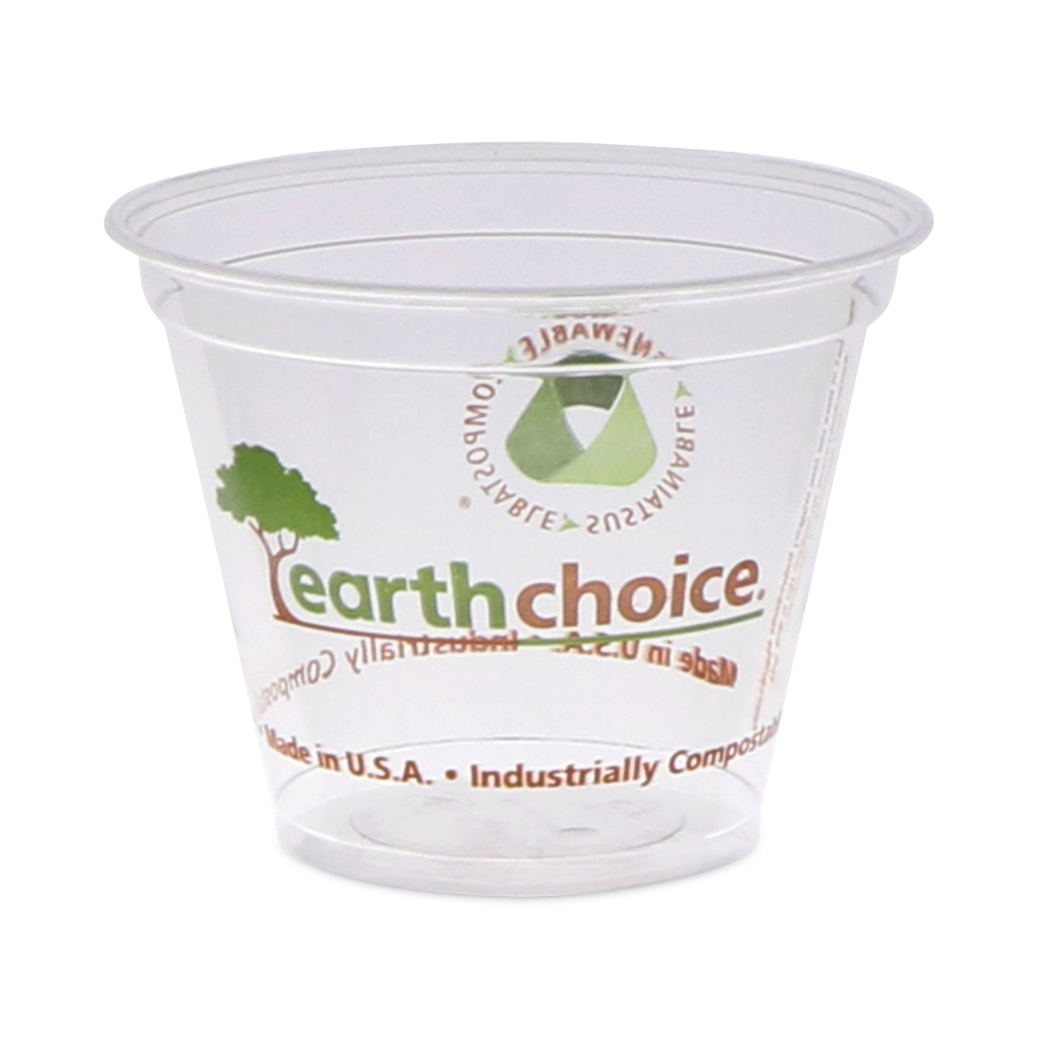 EarthChoice Compostable Cold Cup, 9 oz, Plastic, Clear/Printed, 975/Carton