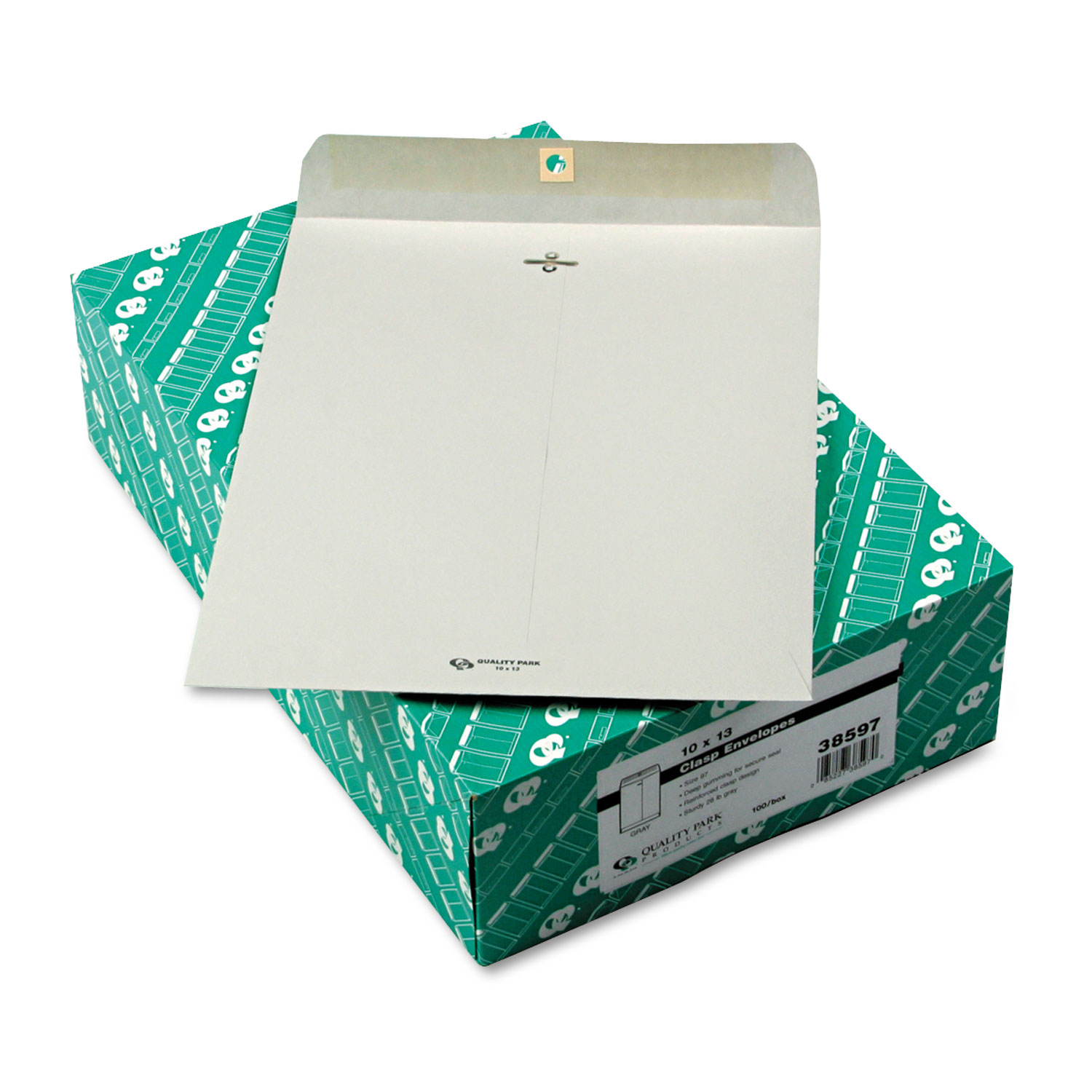 Clasp Envelope, #97, Cheese Blade Flap, Clasp/Gummed Closure, 10 x 13, Executive Gray, 100/Box