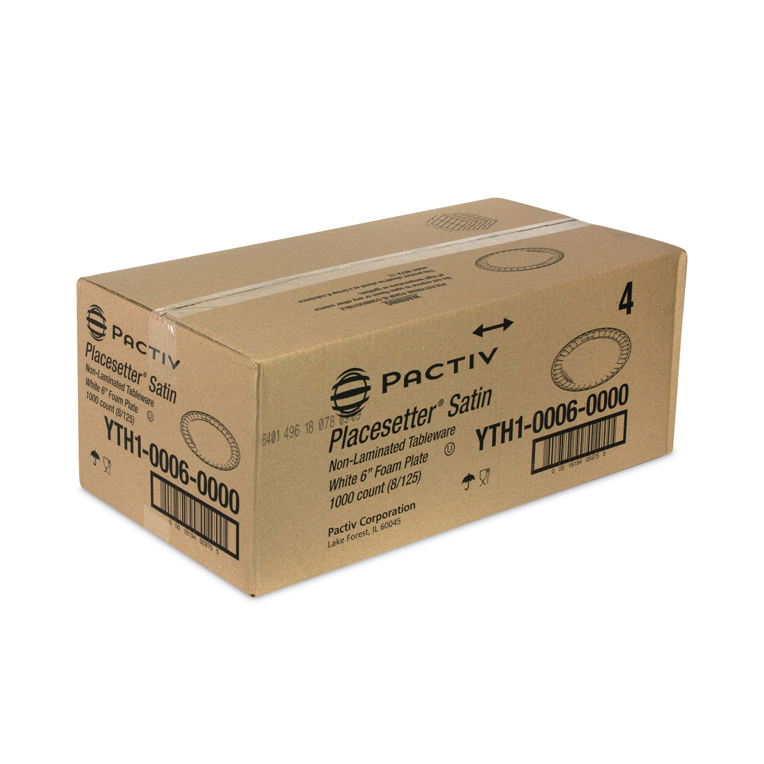 Pactiv Unlaminated Foam Dinnerware, Plate, 6 Diameter, White, 1,000/Carton