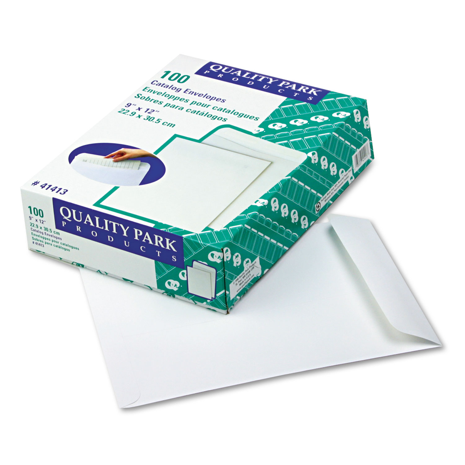  Quality Park QUA41413 Catalog Envelope, #10 1/2, Cheese Blade Flap, Gummed Closure, 9 x 12, White, 100/Box (QUA41413) 
