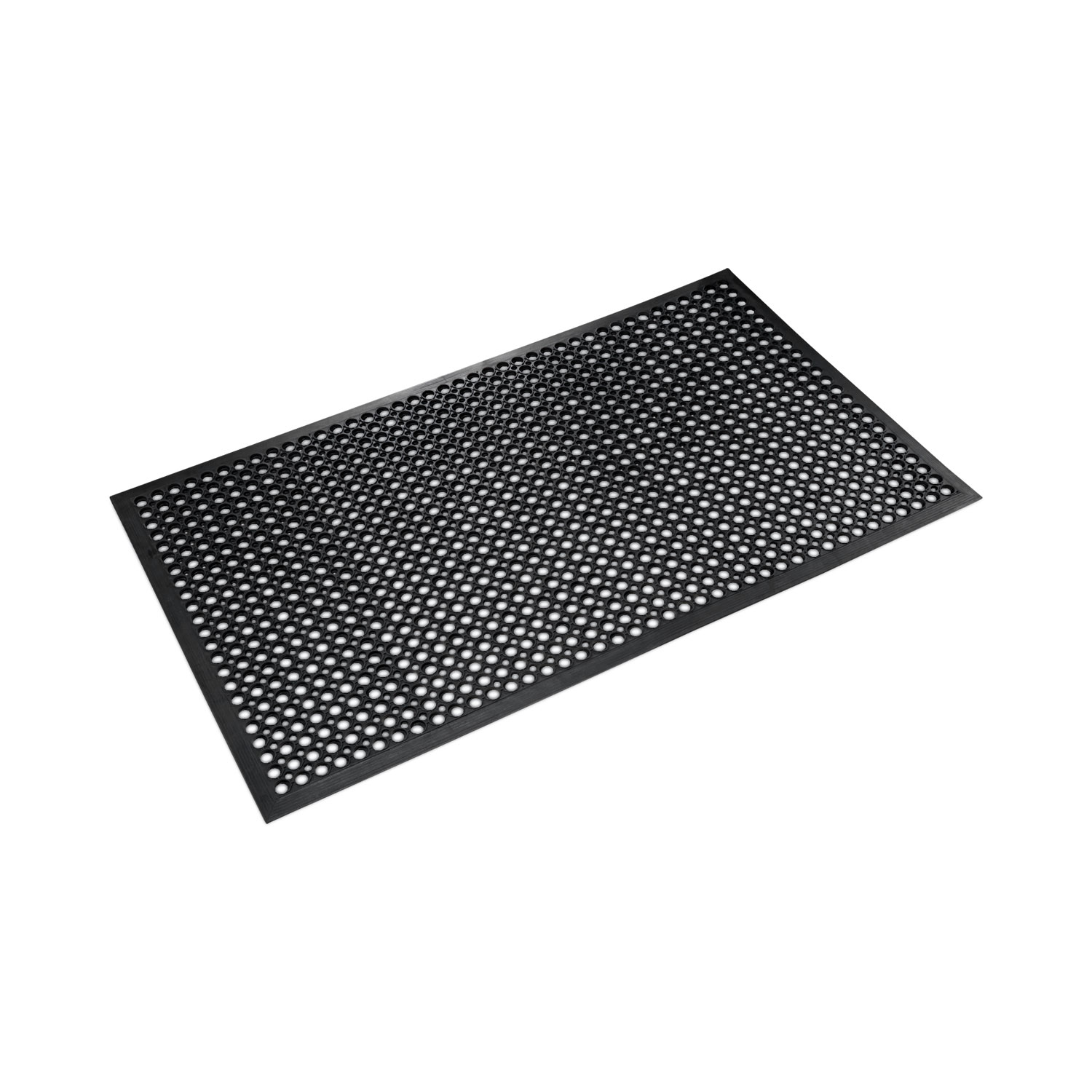 Safewalk-Light Wet/Oily Floor Anti-Fatigue Drainage Mats, 0.5" Thick, 36" x 10 ft, Black Perforated Surface