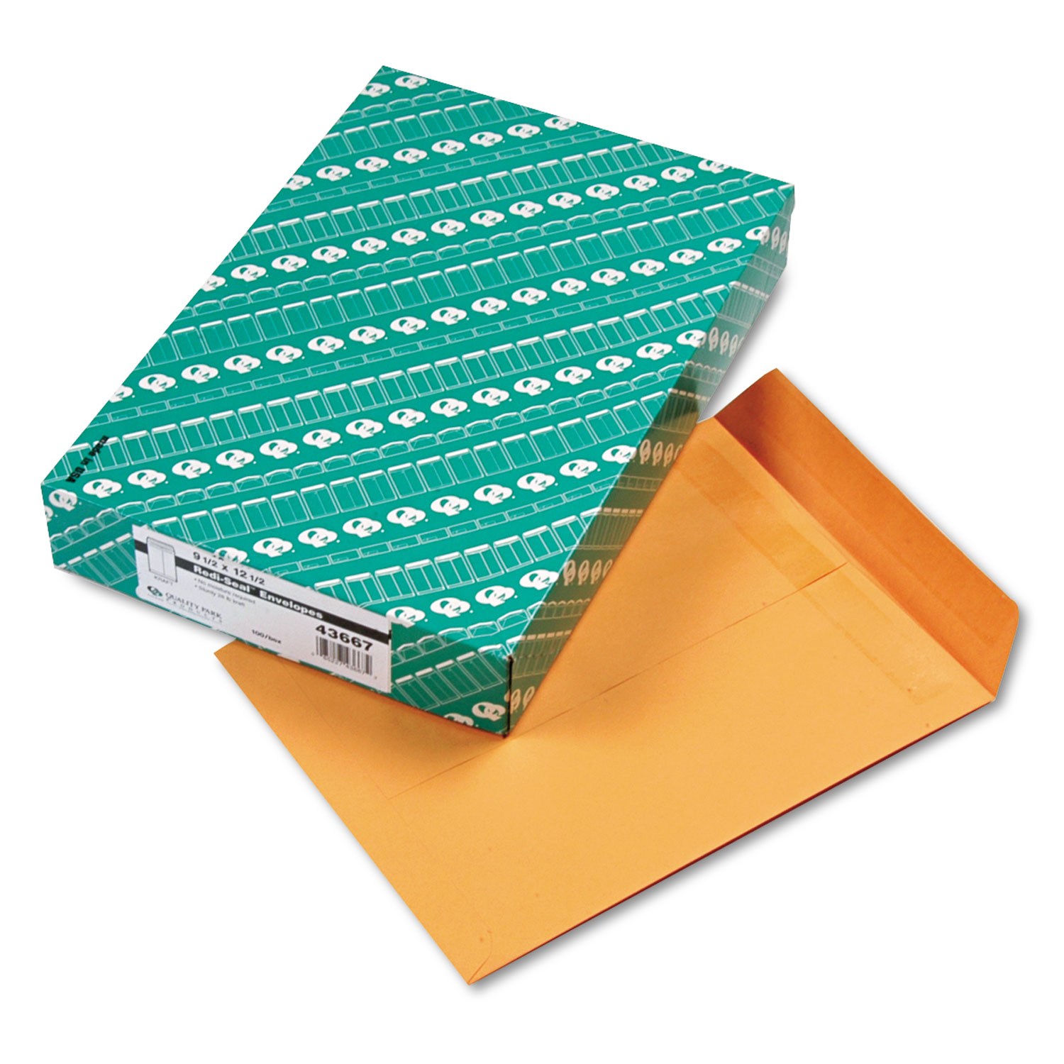  Quality Park QUA43667 Redi-Seal Catalog Envelope, #12 1/2, Cheese Blade Flap, Redi-Seal Closure, 9.5 x 12.5, Brown Kraft, 100/Box (QUA43667) 
