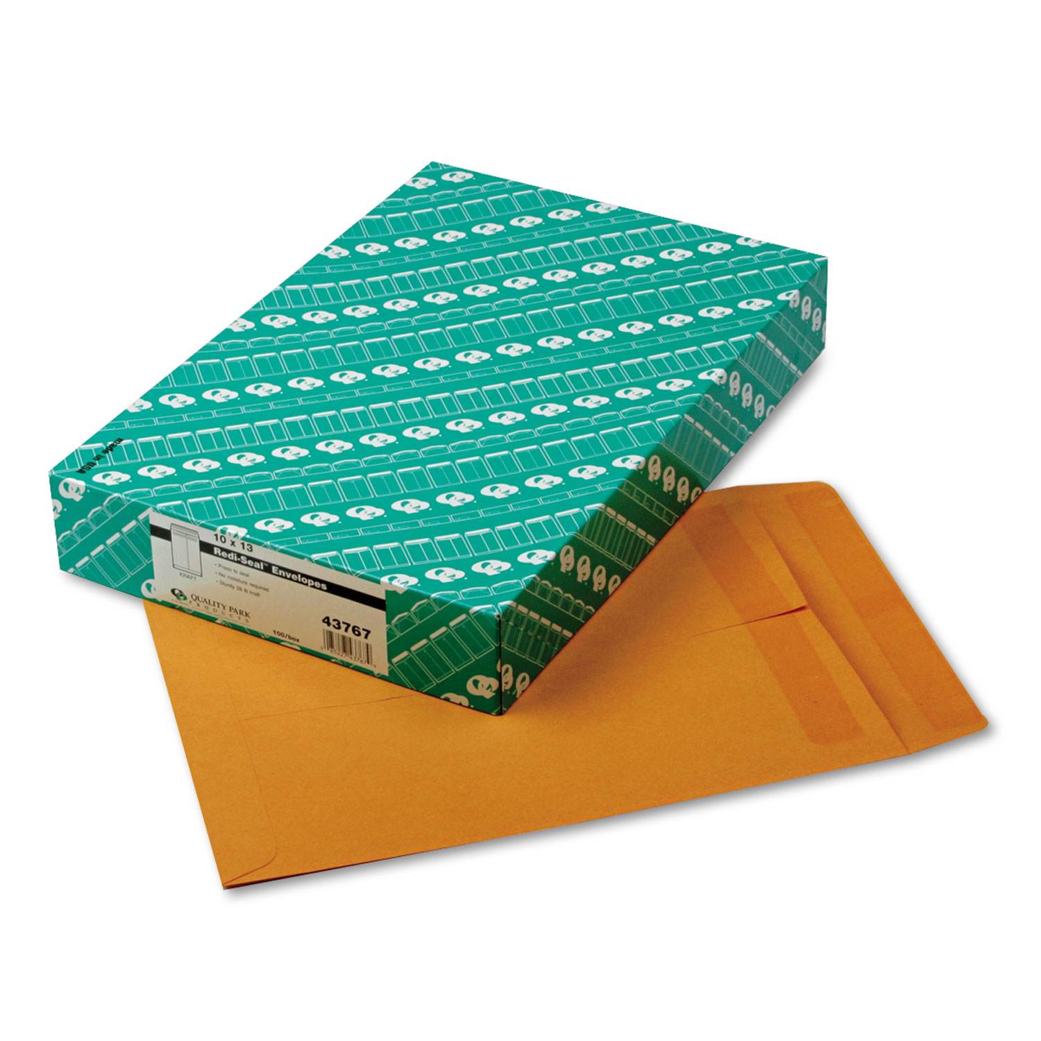  Quality Park QUA43767 Redi-Seal Catalog Envelope, #13 1/2, Cheese Blade Flap, Redi-Seal Closure, 10 x 13, Brown Kraft, 100/Box (QUA43767) 