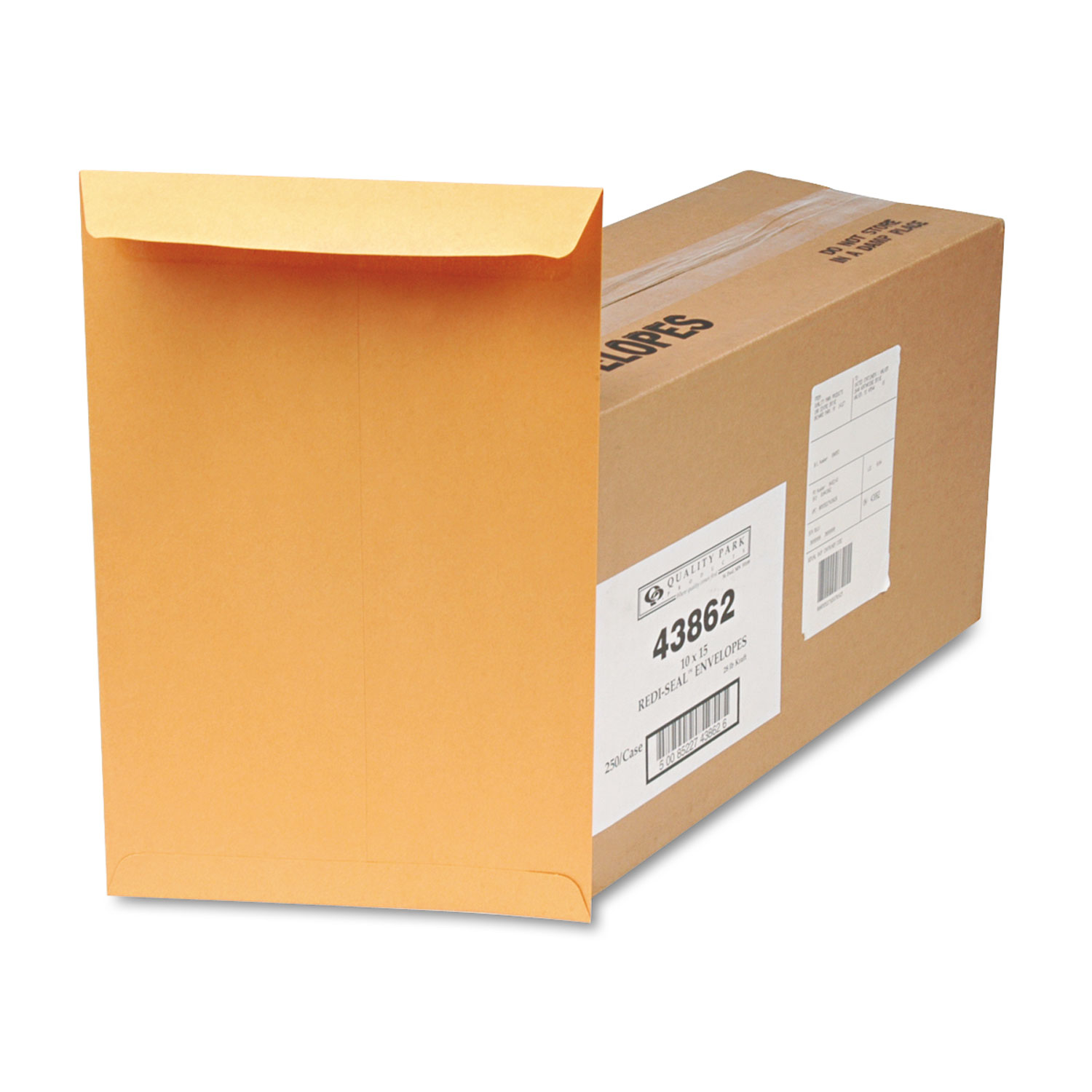  Quality Park QUA43862 Redi-Seal Catalog Envelope, #15, Cheese Blade Flap, Redi-Seal Closure, 10 x 15, Brown Kraft, 250/Box (QUA43862) 