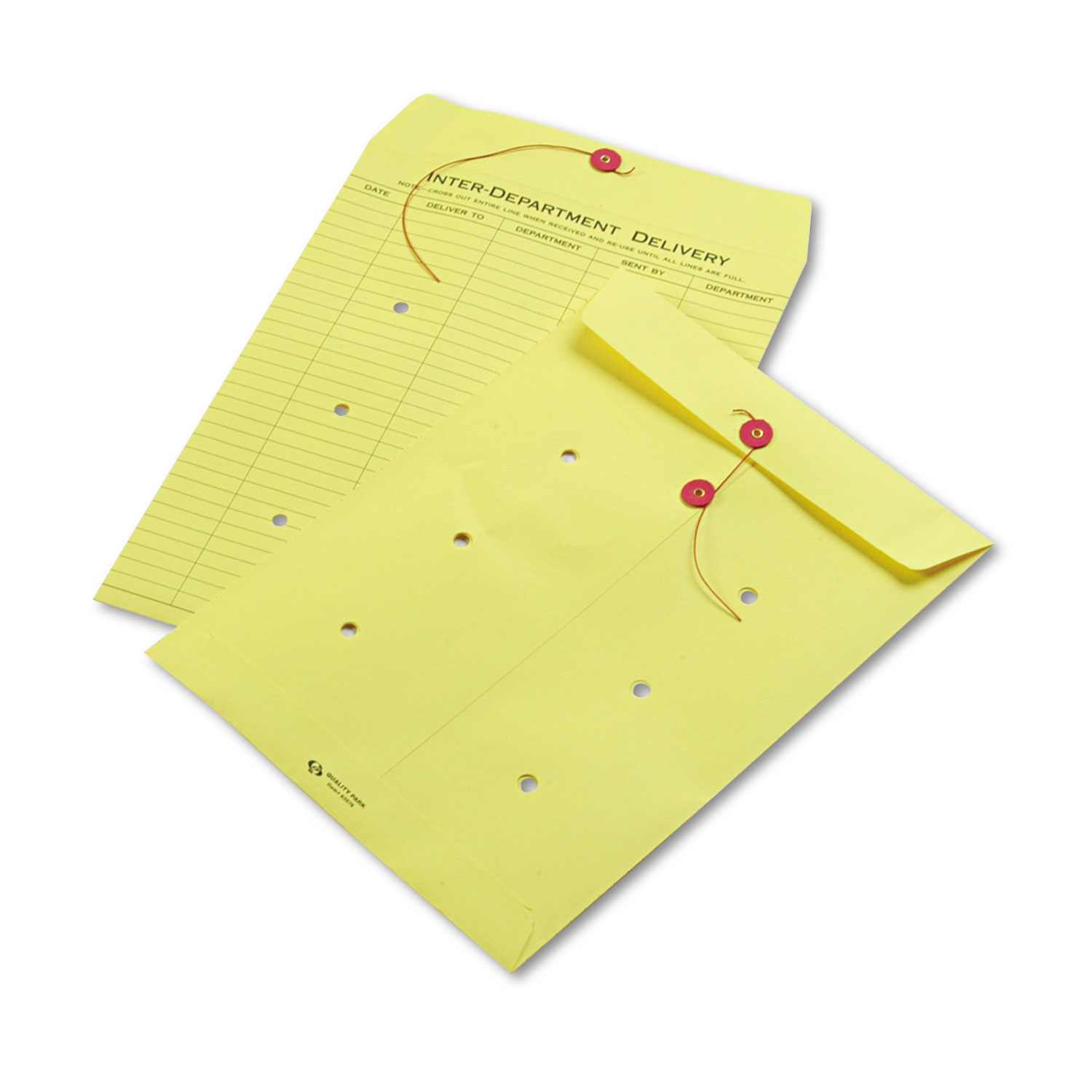  Quality Park QUA63576 Colored Paper String & Button Interoffice Envelope, #97, One-Sided Five-Column Format, 10 x 13, Yellow, 100/Box (QUA63576) 