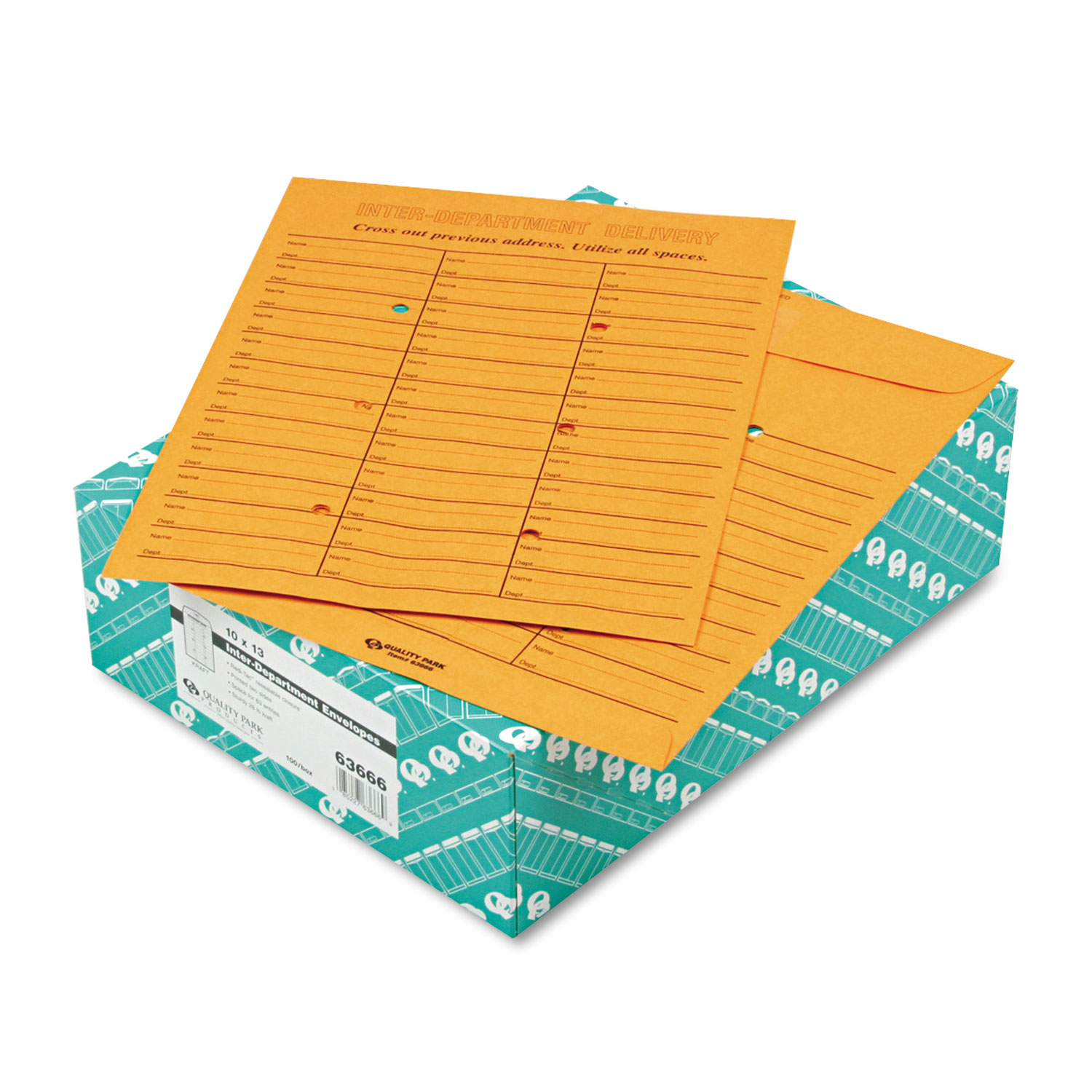 Brown Kraft Redi Tac Box Style Interoffice Envelope, 10 x 13, 100/Box