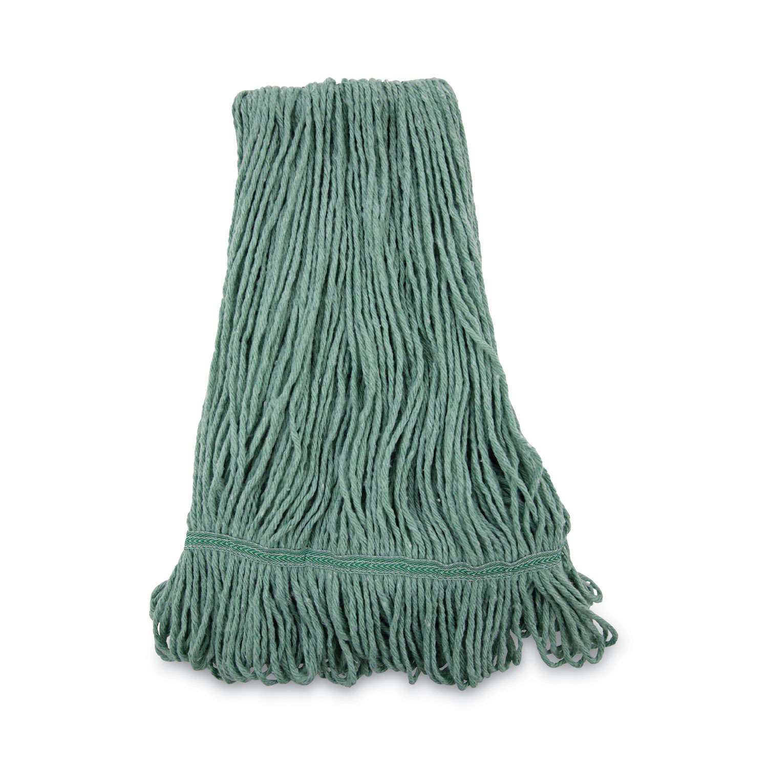 Narrowband Looped-End Mop Head, Premium Standard Head, Cotton/Rayon Fiber, Medium, Green, 12/Carton