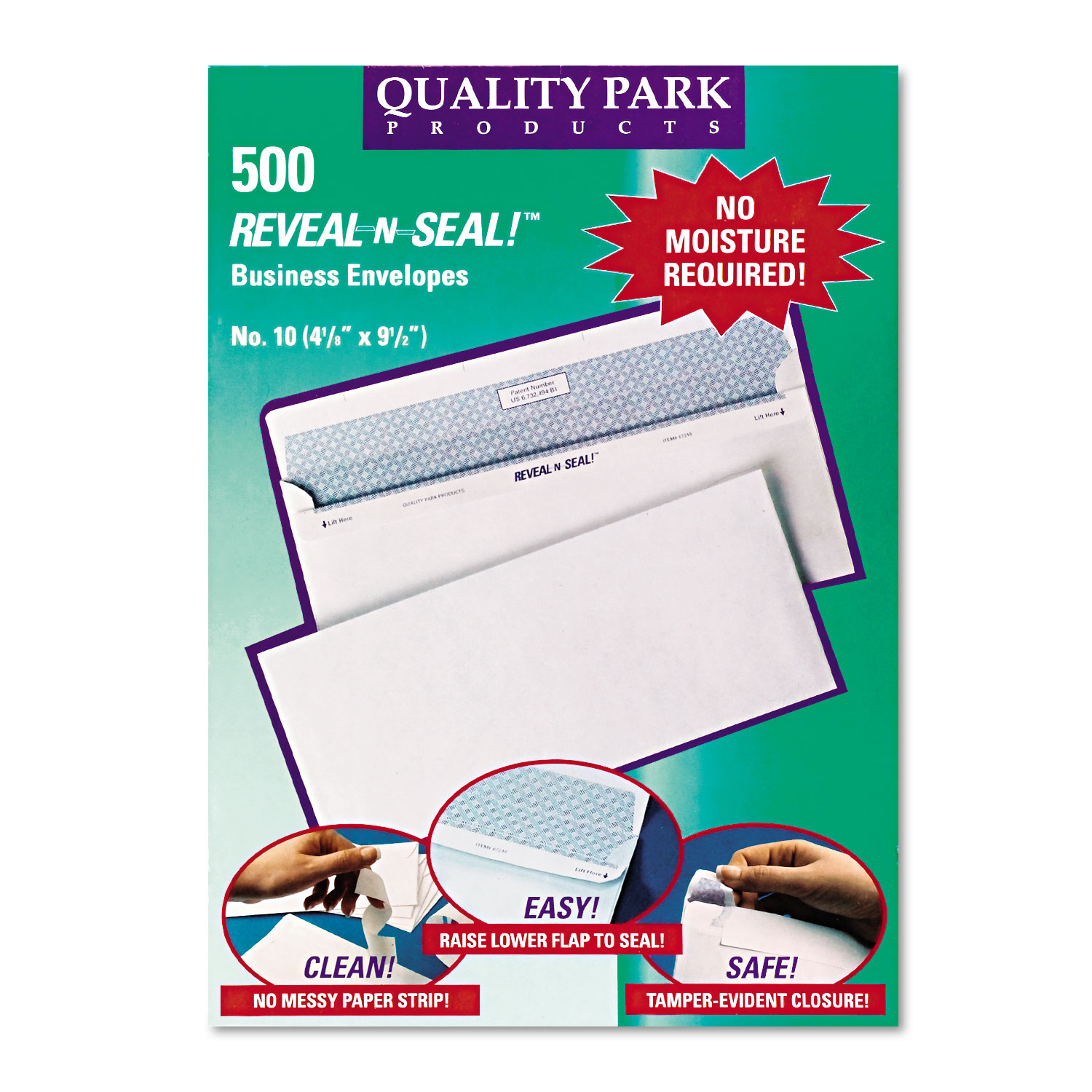 Reveal N Seal Business Envelope, #10, 4 1/8 x 9 1/2, White, 500/Box