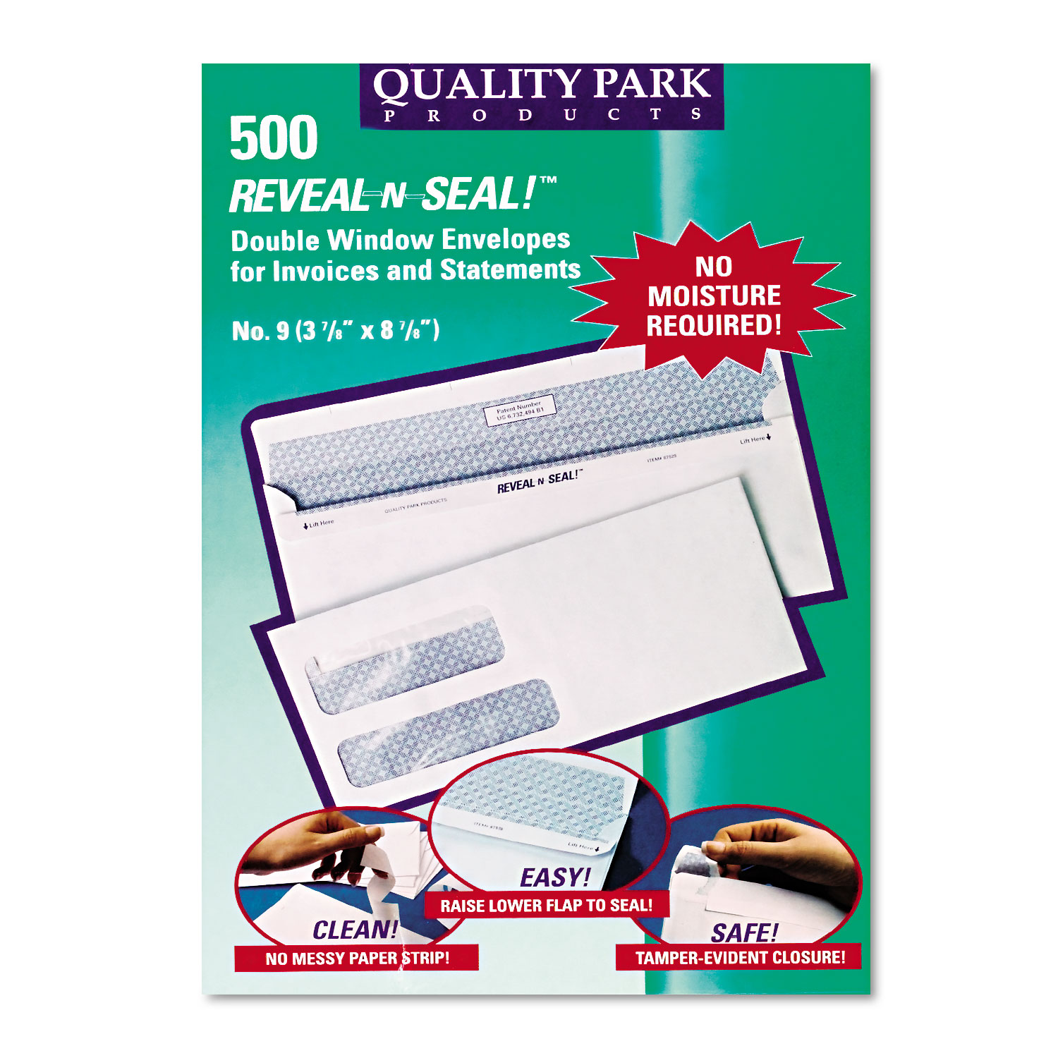 Reveal N Seal Double Window Invoice Envelope, Self Adhesive, White, 500/Box