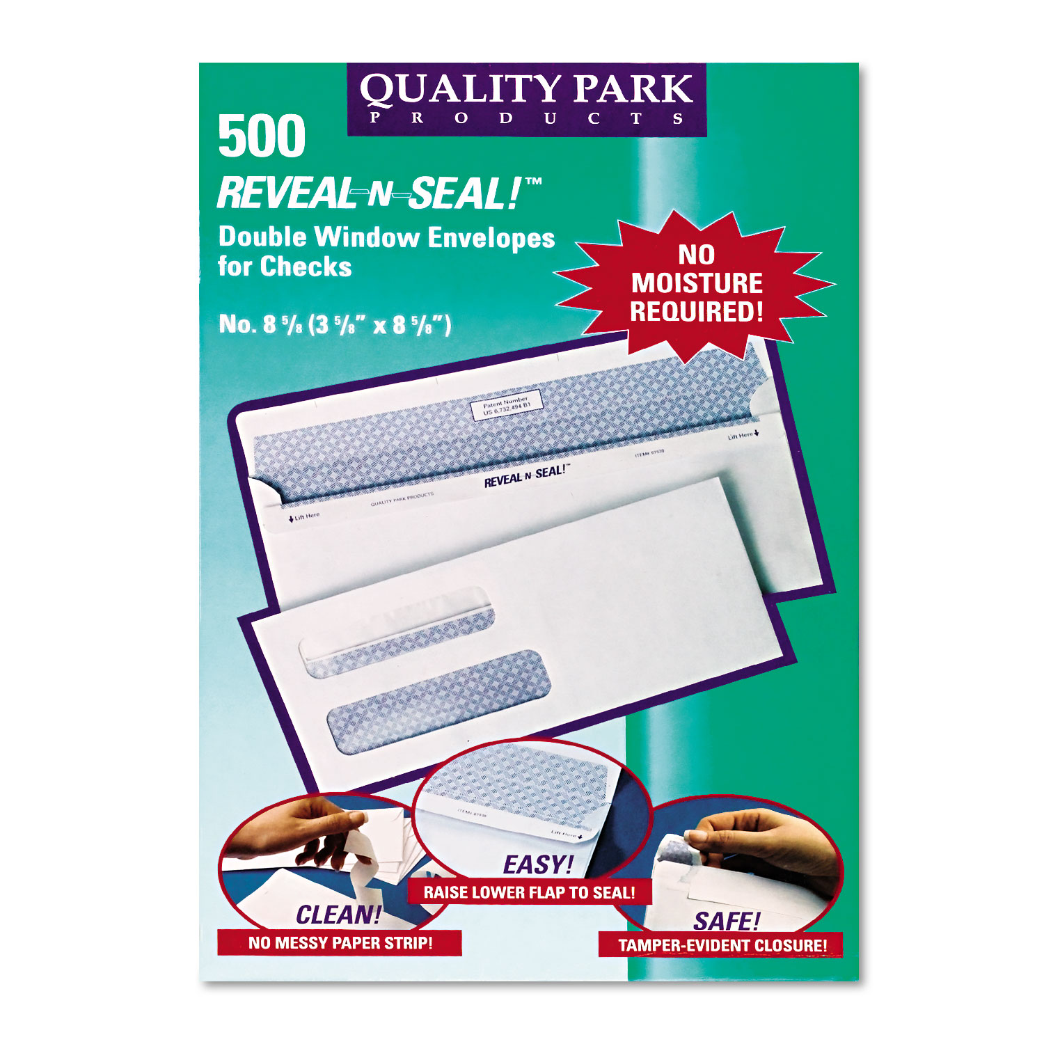 Reveal N Seal 2-Window Check Envelope, #8 5/8, 3 5/8 x 8 5/8, White, 500/Box
