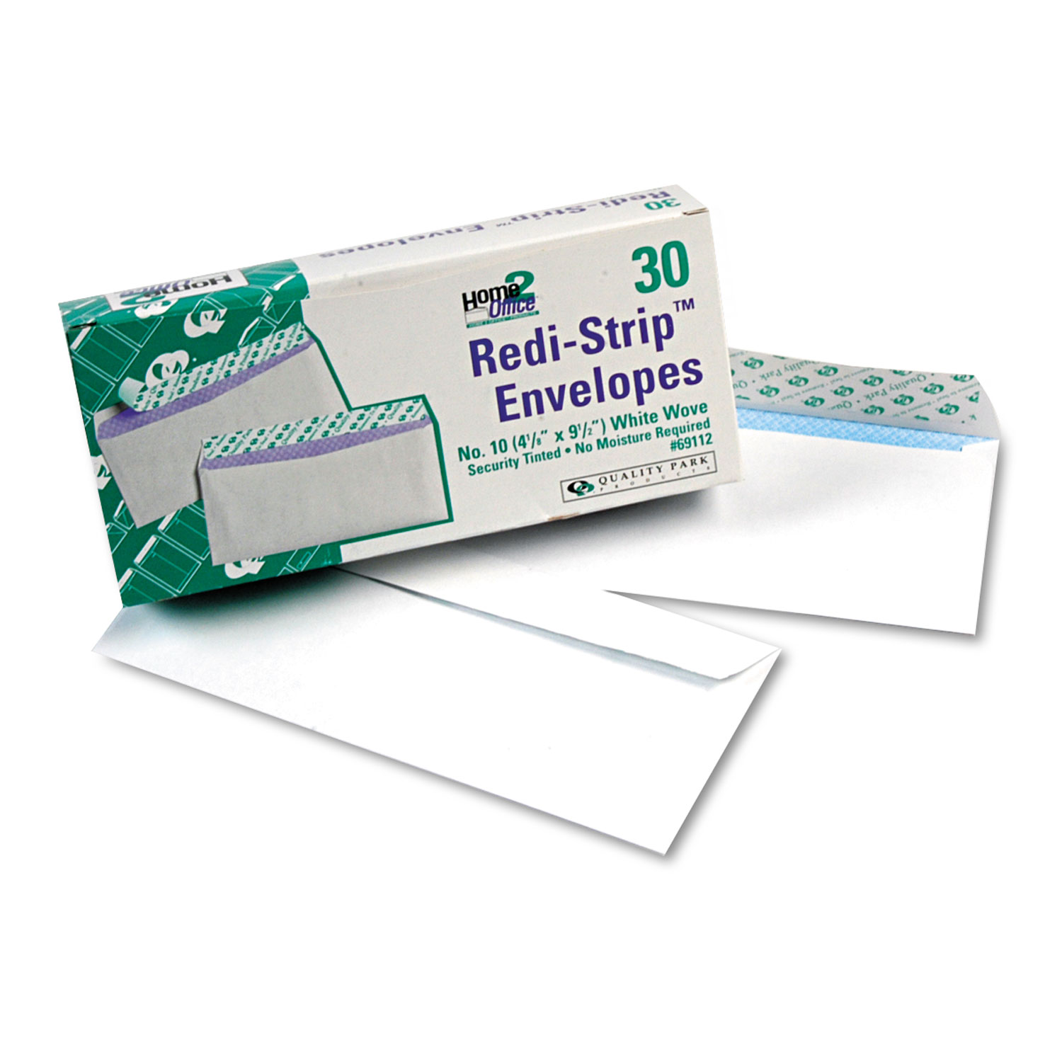 Redi Strip Security Tinted Envelope, #10, 4 1/8 x 9 1/2, White, 30/Box