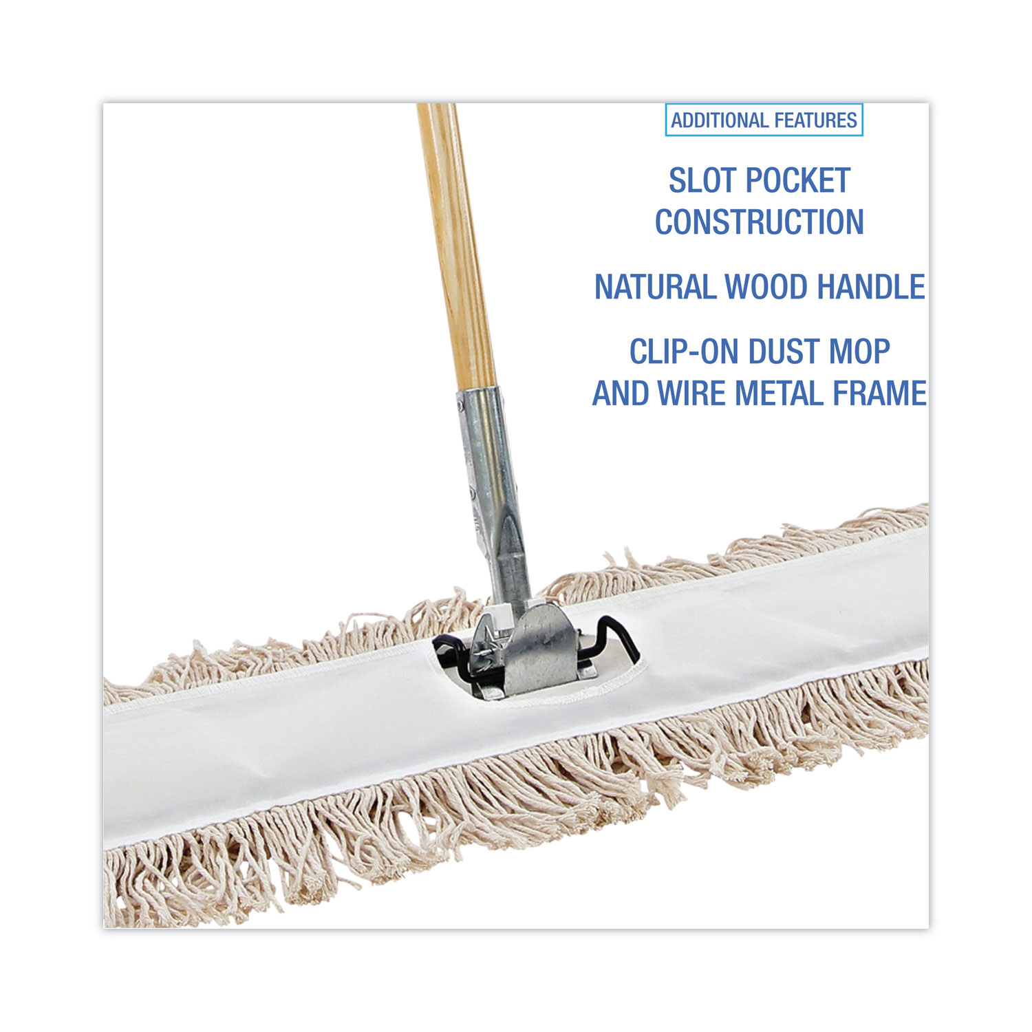 Boardwalk Cut-End Dust Mop Kit 36 x 5 60" Wood Handle Natural M365C 
