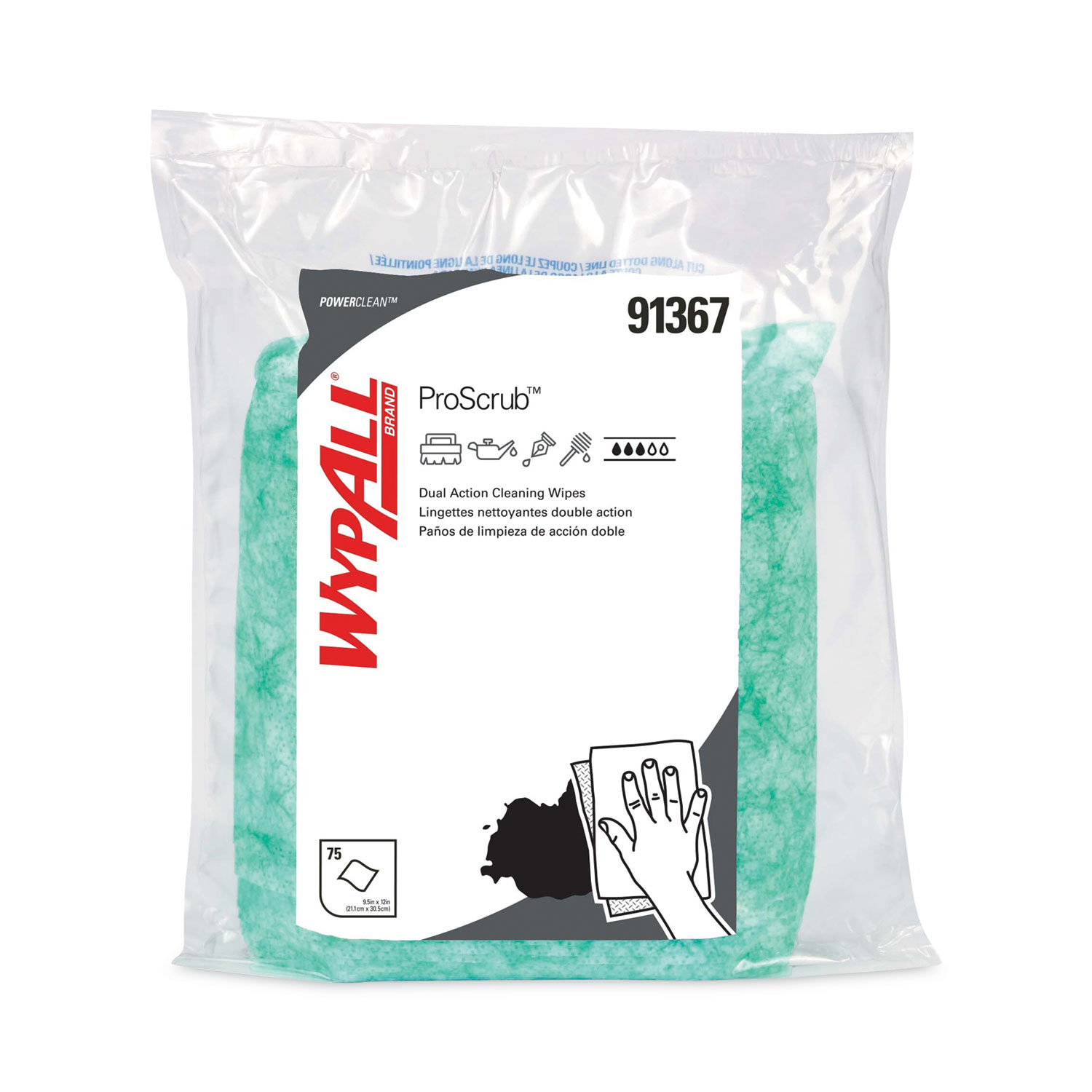 New 6/CT Green WypAll 91367CT 12" x 9" Waterless Cleaning Wipes Refill Bags 