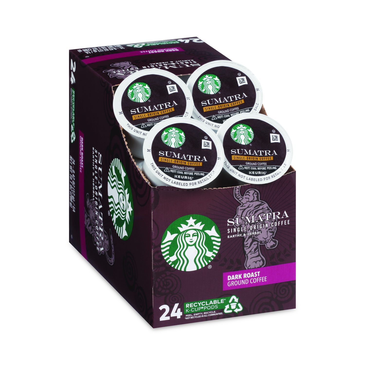 Sumatra Coffee K-Cups, Sumatran, K-Cup 