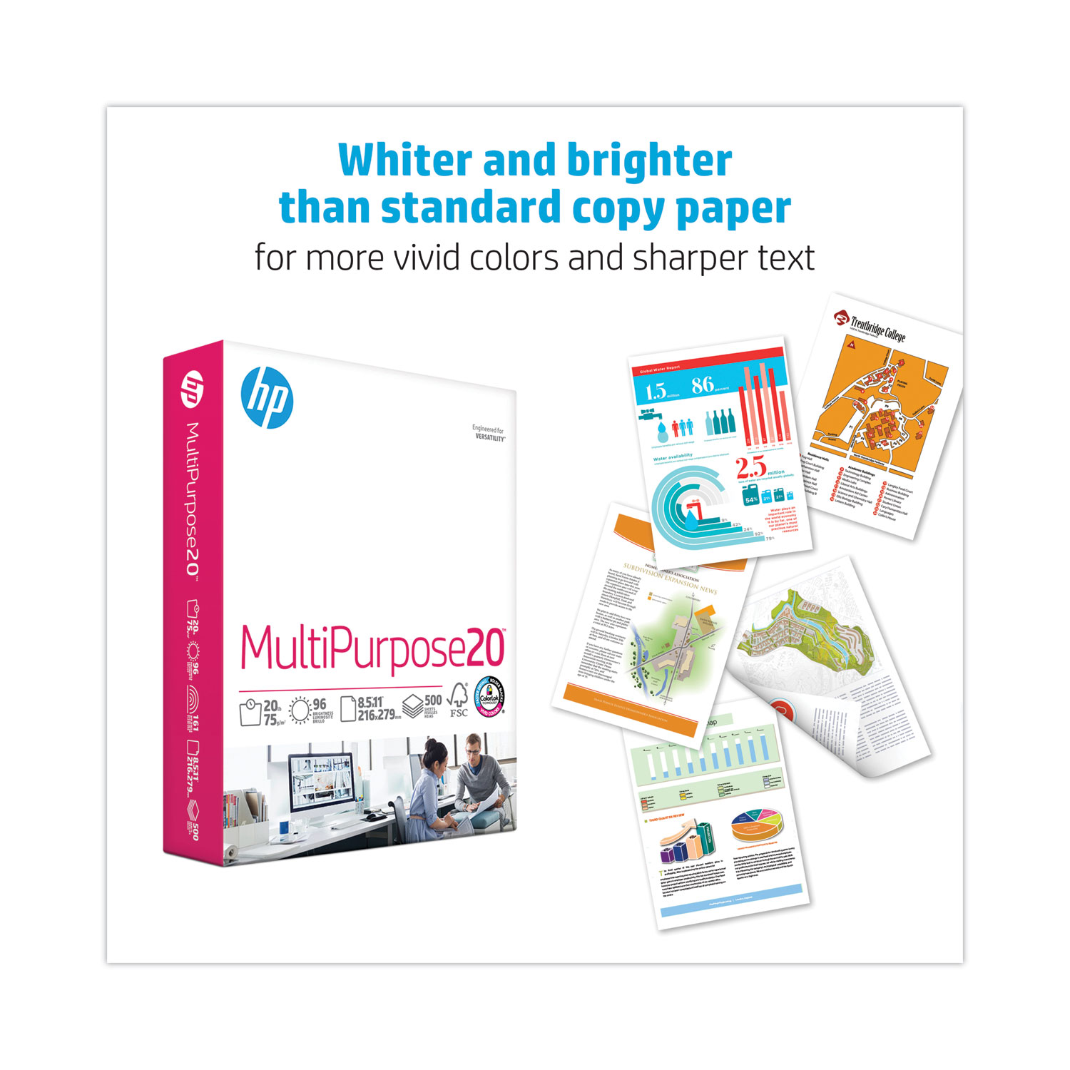 Multipurpose Copy Paper, 8.5 x 11, 20 lbs., 96 Bright, 10 Reams