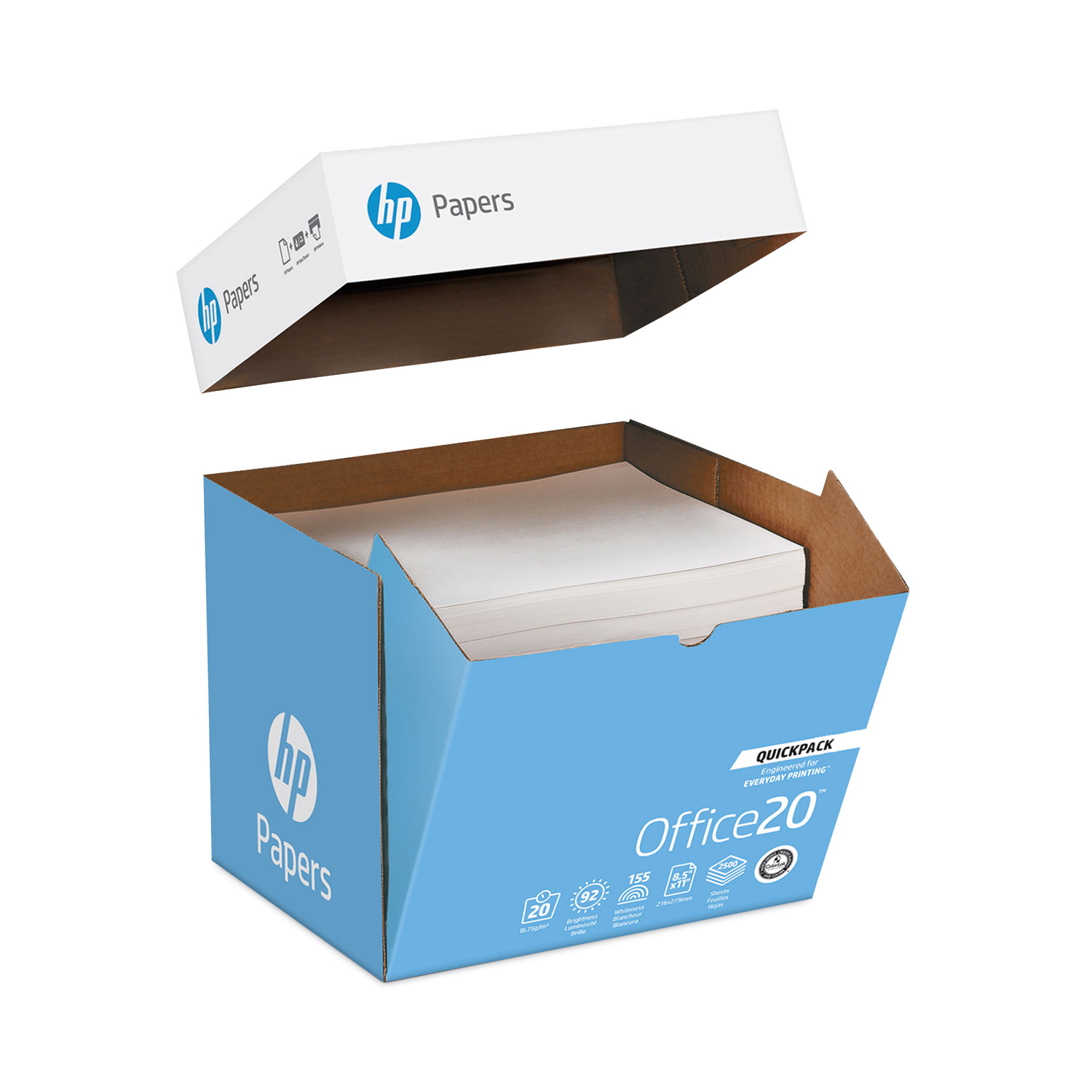 HP Office Recycled Paper, 92 Brightness, 20lb, 8-1/2 x 11, White
