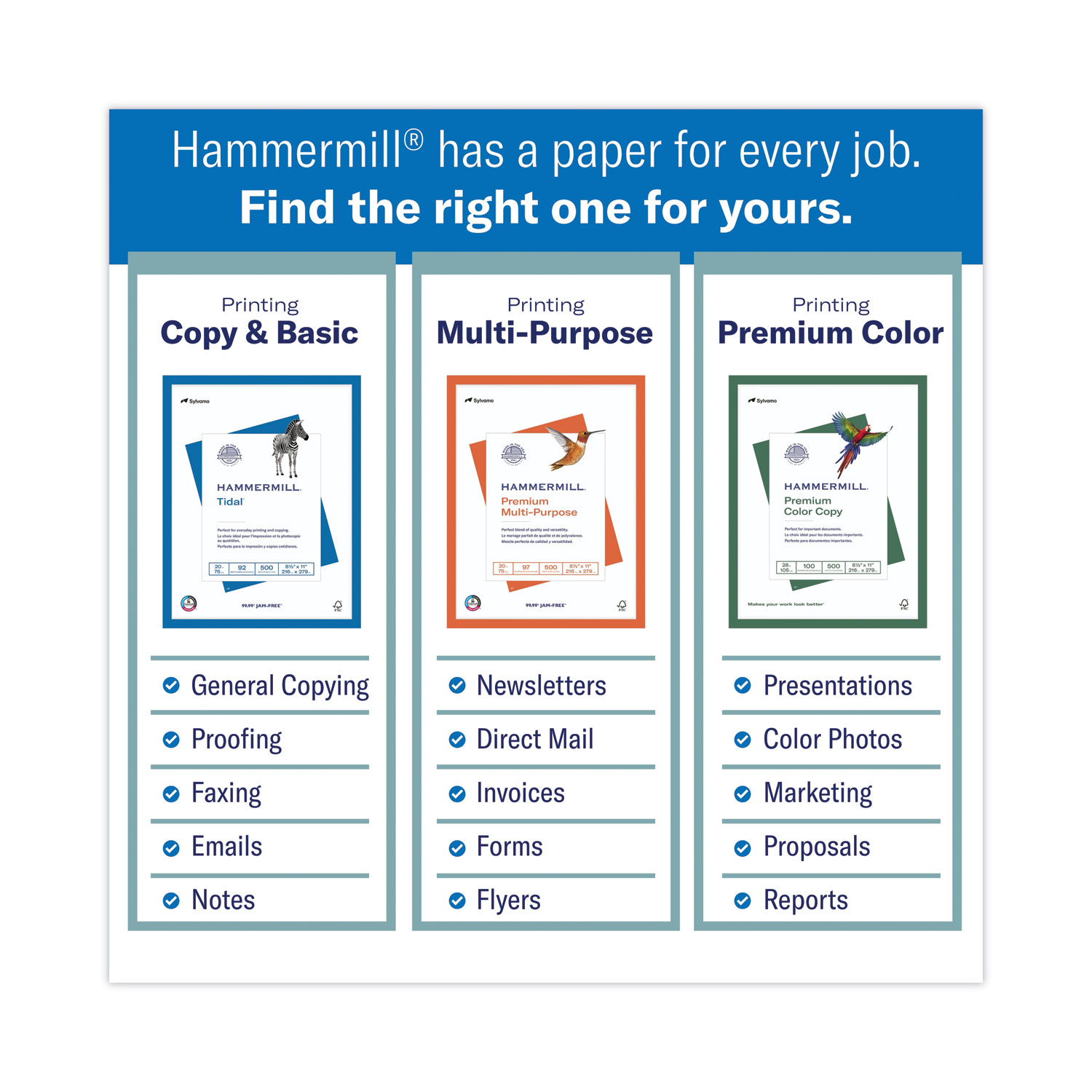 Hammermill Colored Paper, 24 lb Blue Printer Paper, 8.5 x 11-1 Ream (500  Sheets) - Made in the USA, Pastel Paper, 103671R