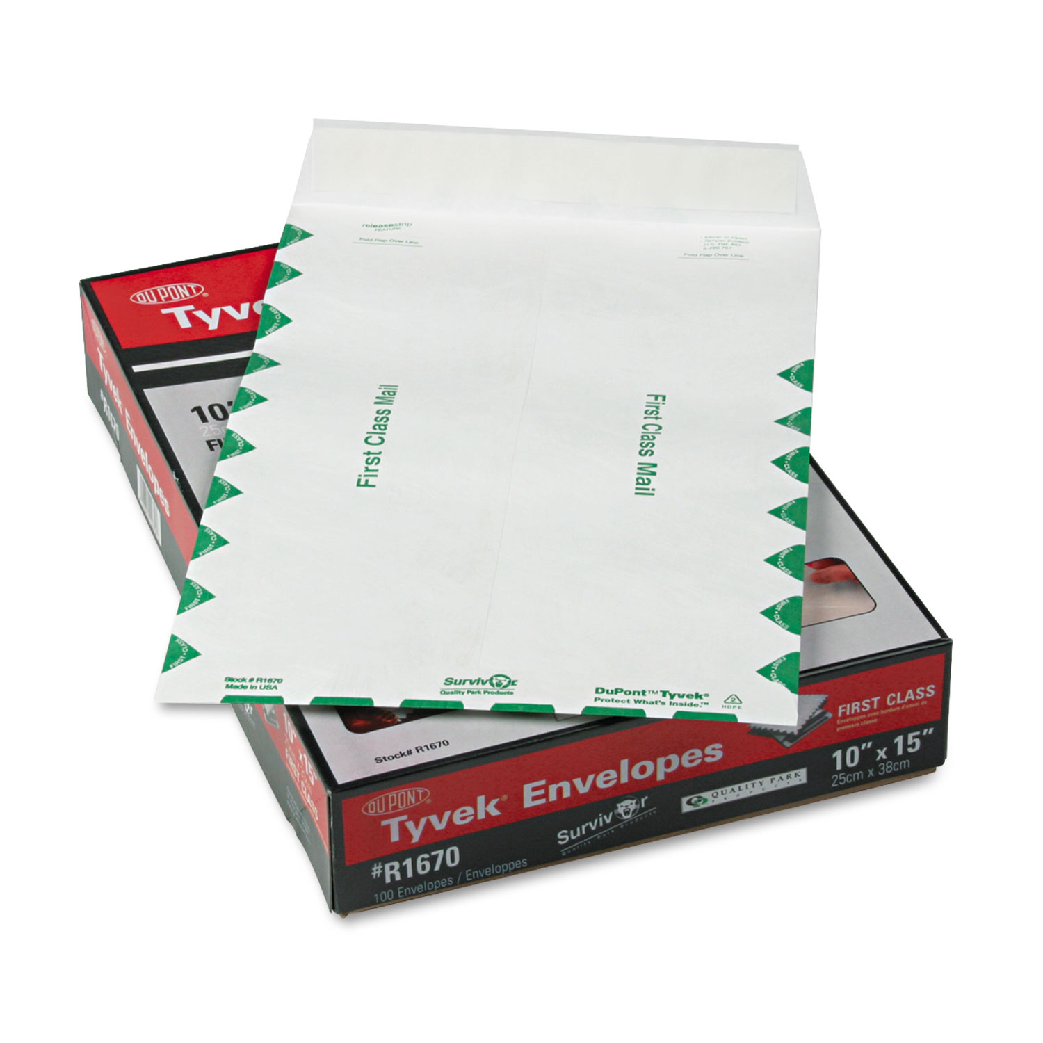 Tyvek USPS First Class Mailer, 10 x 15, White, 100/Box