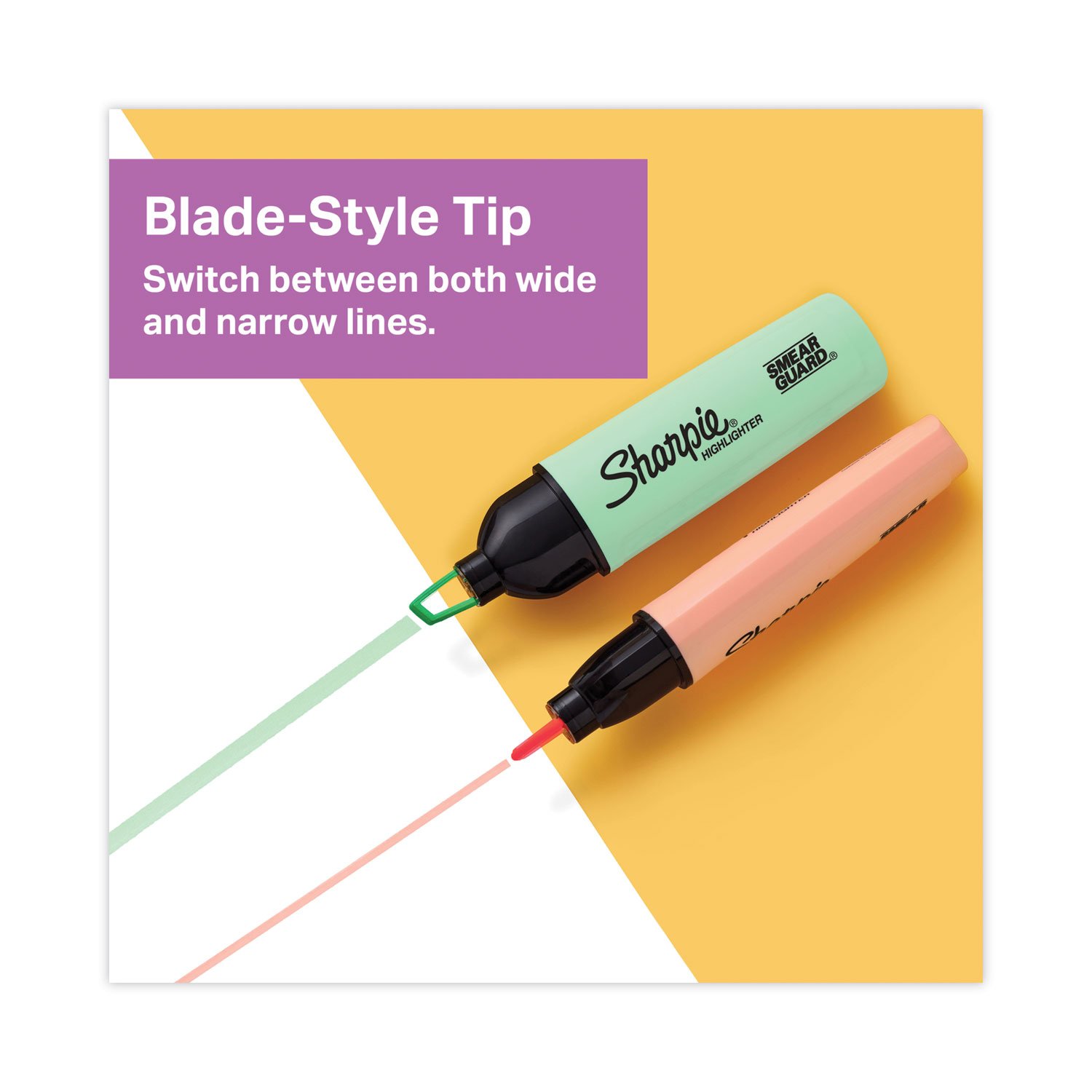 Sharpie SmearGuard Tank Style Highlighters - Broad Marker Point - Chisel  Marker Point Style - Yellow - Yellow Barrel
