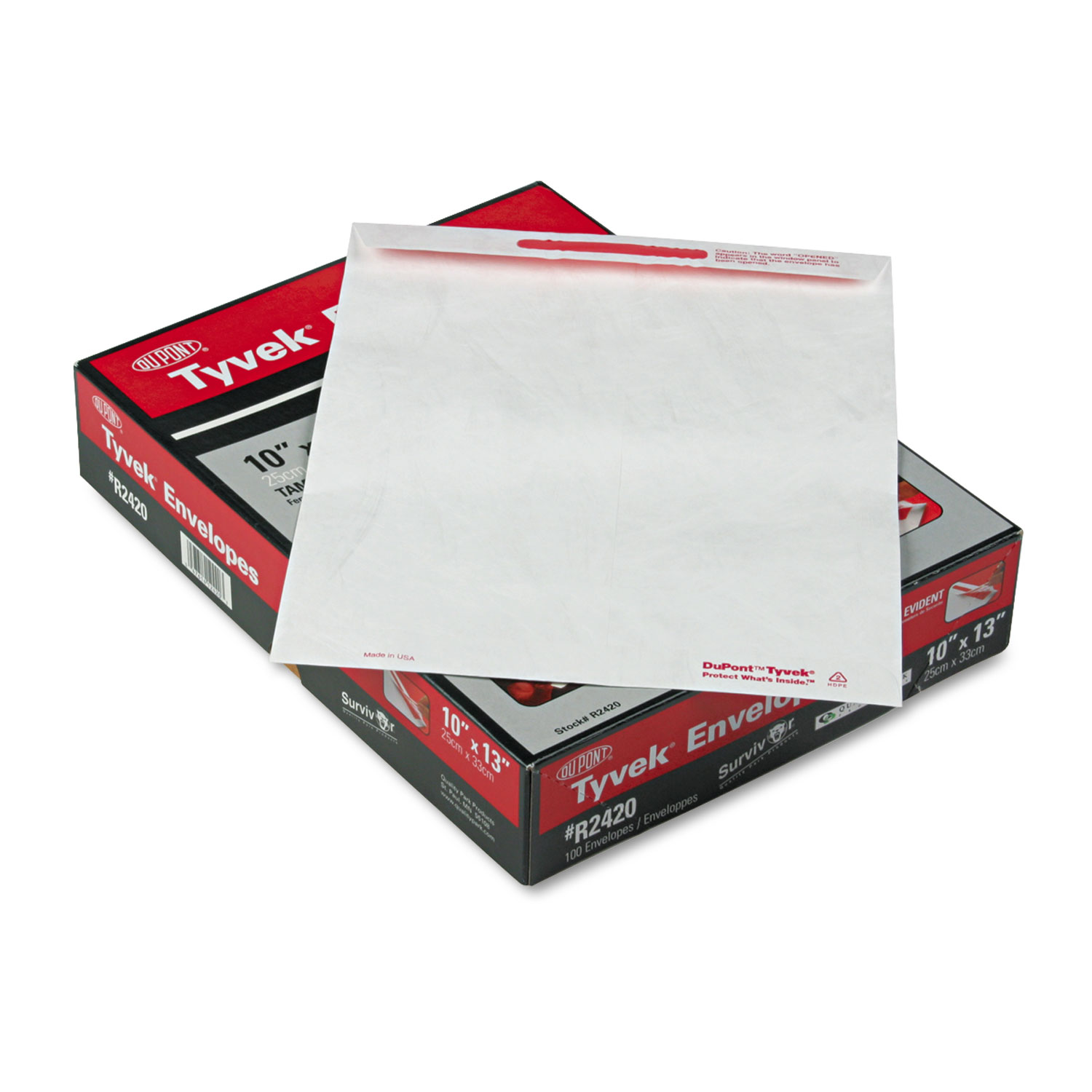  Quality Park QUAR2420 Tamper-Indicating Mailers Made with Tyvek, #13 1/2, Flip-Stik Flap, Flap-Stik Closure, 10 x 13, White, 100/Box (QUAR2420) 