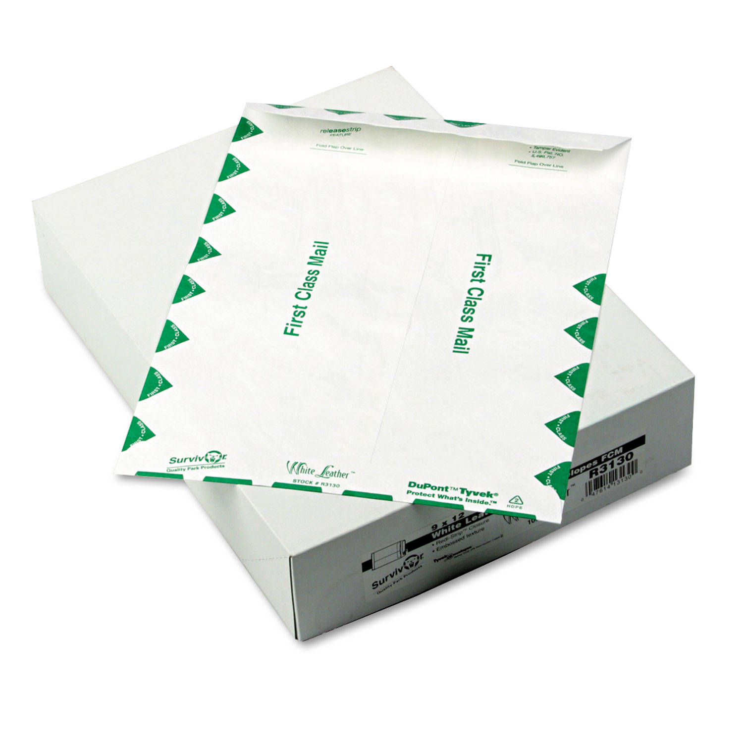  Survivor QUAR3130 White Leather Envelopes of DuPont Tyvek, #10 1/2, Cheese Blade Flap, Self-Adhesive Closure, 9 x 12, White, 100/Box (QUAR3130) 