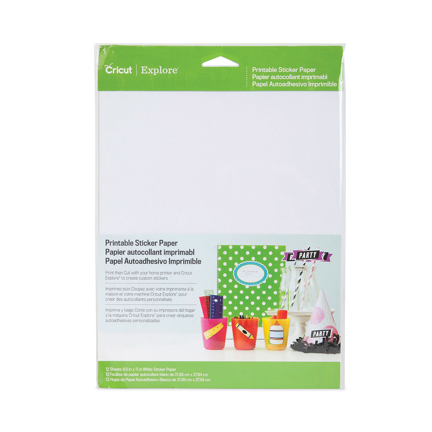 Explore Printable Sticker Paper, 8.5 x 11, White, 10/Pack - Office