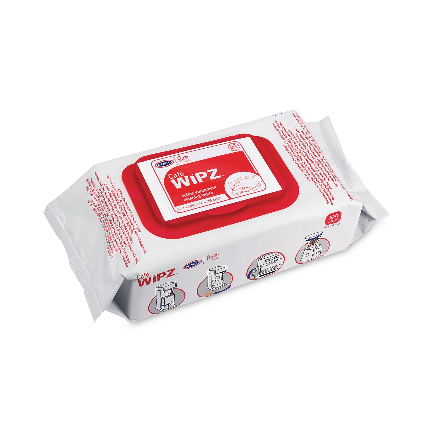Cafe Wipz Coffee Equipment Cleaning Wipes, 100 Wipes/Bag, 12 Bags/Carton