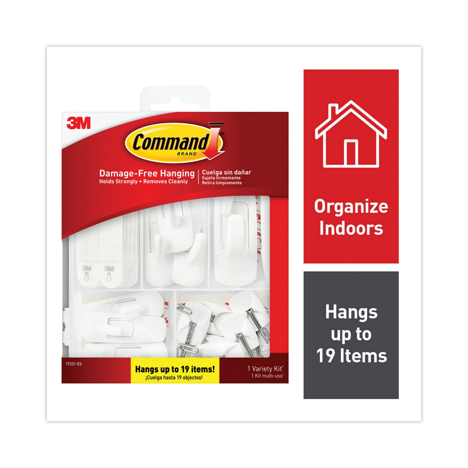 Command Ceiling Hanging Hooks with Adhesive Strips, White, 0.5-lbs, 3  Strips per Pack