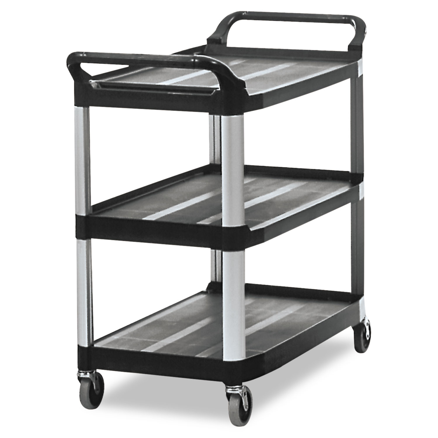 Open Sided Utility Cart, Three-Shelf, 40-5/8w x 20d x 37-13/16h, Black