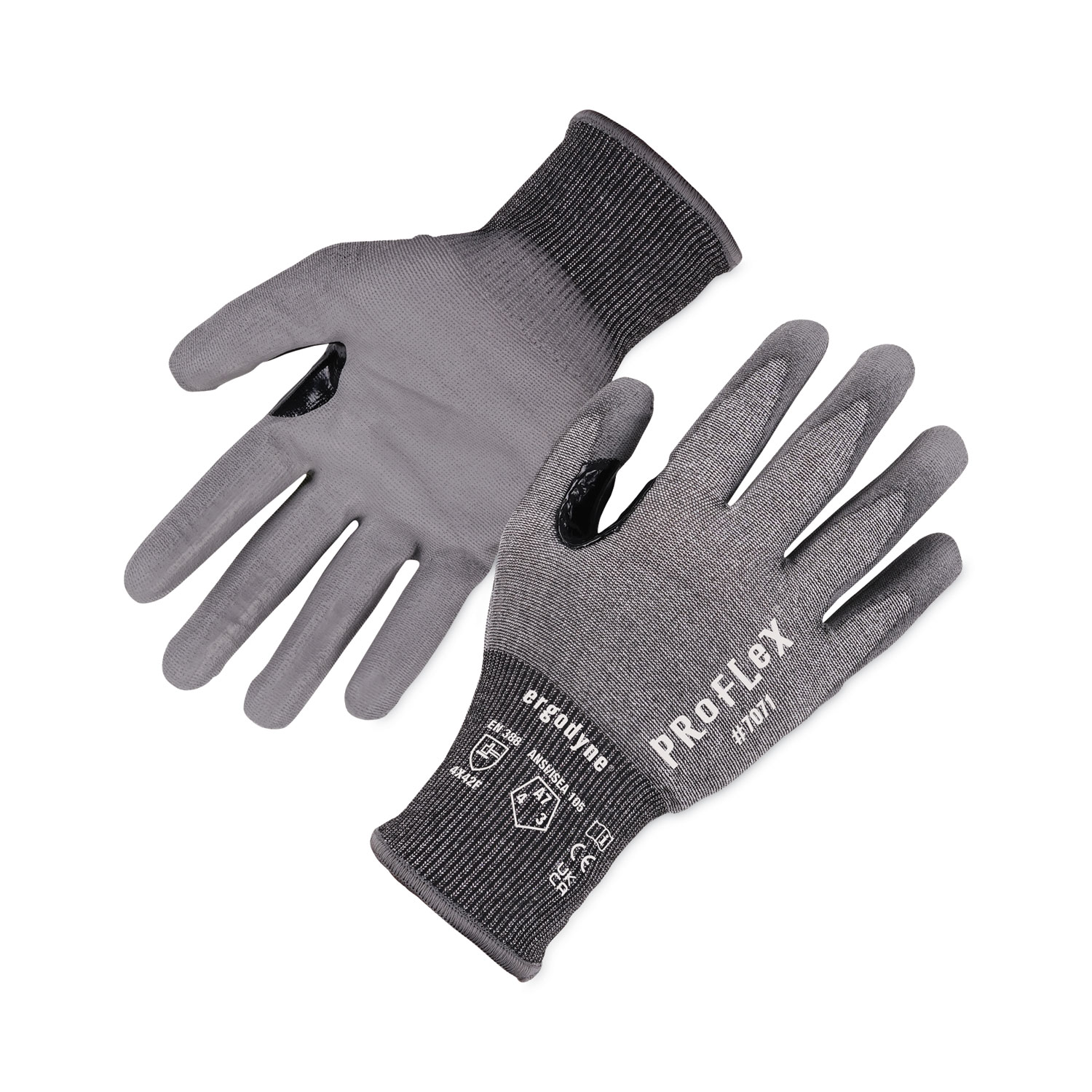 ProFlex 7071 ANSI A7 PU Coated CR Gloves, Gray, Small, 12 Pairs/Pack