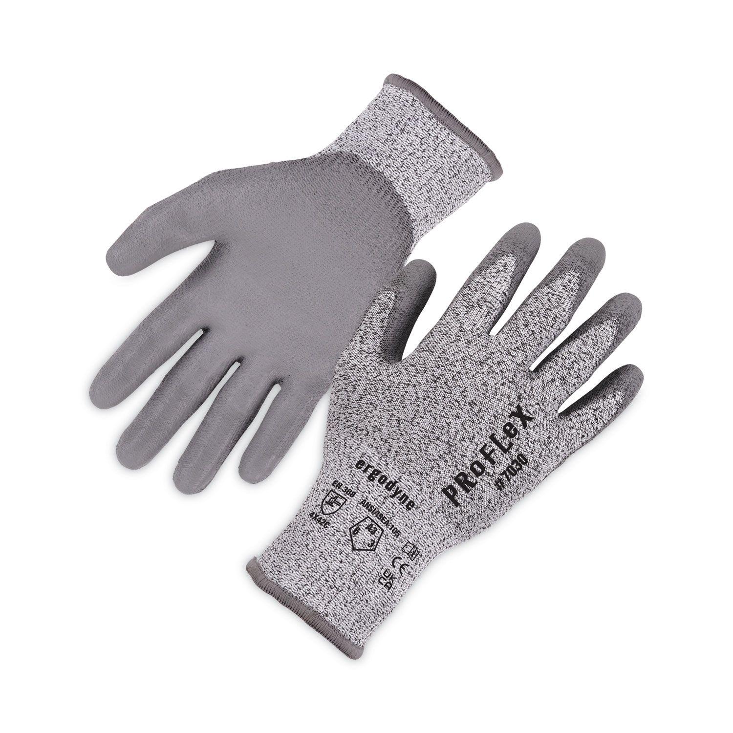 ergodyne® ProFlex 7030 ANSI A3 PU Coated CR Gloves, Gray, 2X-Large, Pair