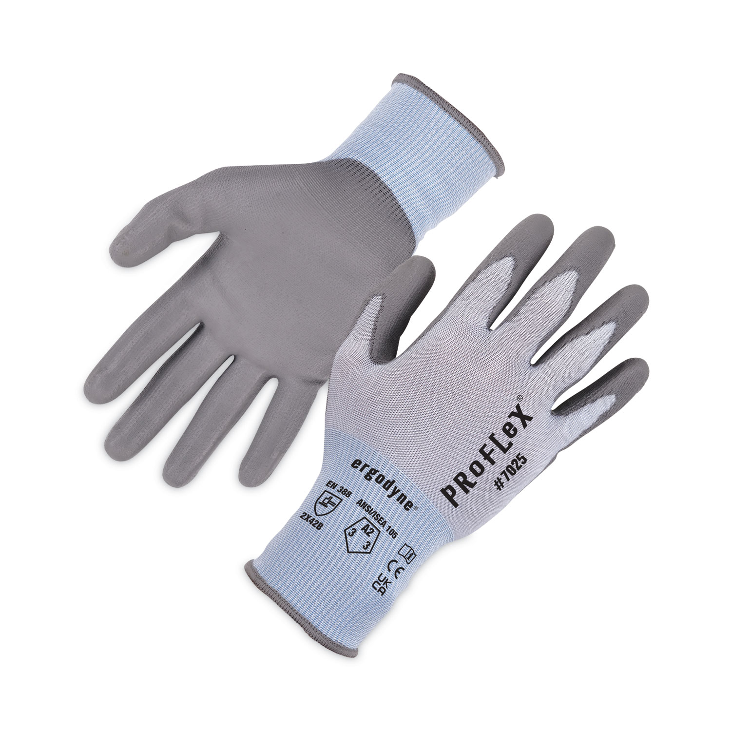 ProFlex 7025 ANSI A2 PU Coated CR Gloves, Blue, Small, Pair