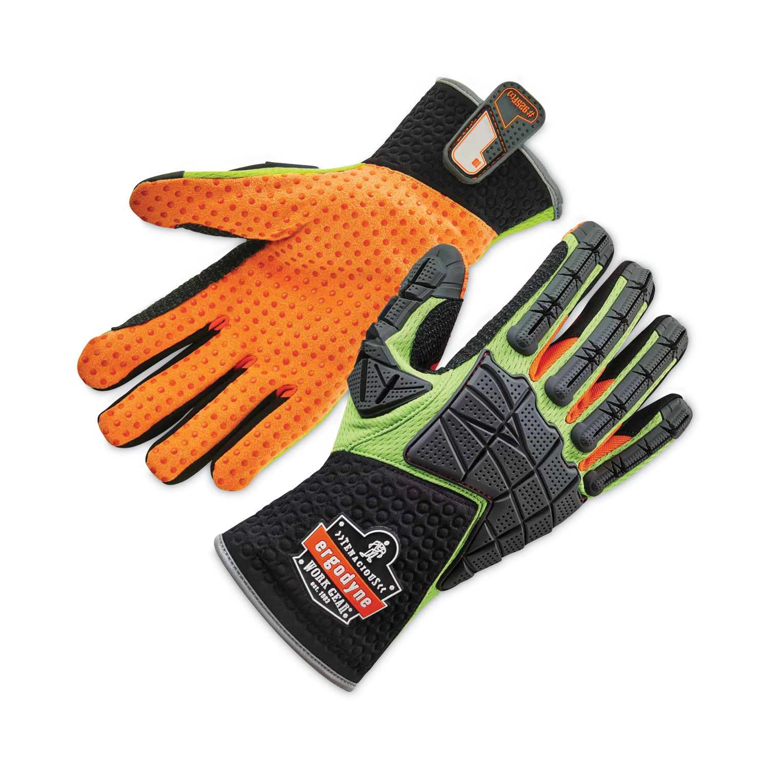 ProFlex 925F(x) Standard Dorsal Impact-Reducing Gloves, Black/Lime, Small, Pair