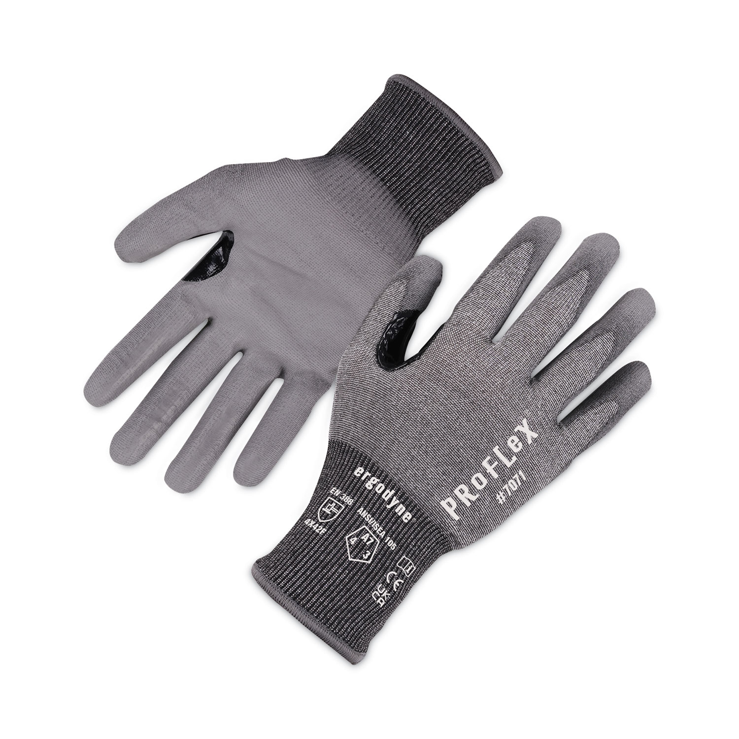 ProFlex 7071 ANSI A7 PU Coated CR Gloves, Gray, Medium, 12 Pairs/Pack