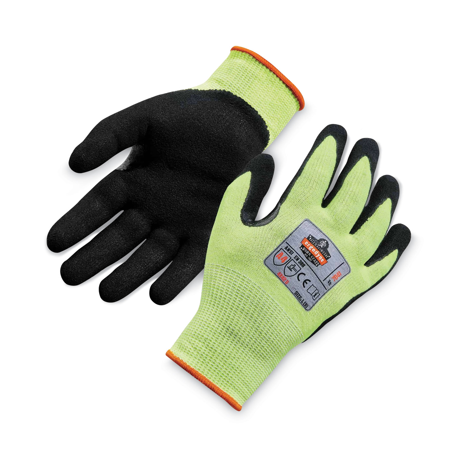 ProFlex 7041 ANSI A4 Nitrile-Coated CR Gloves, Lime, Large, Pair