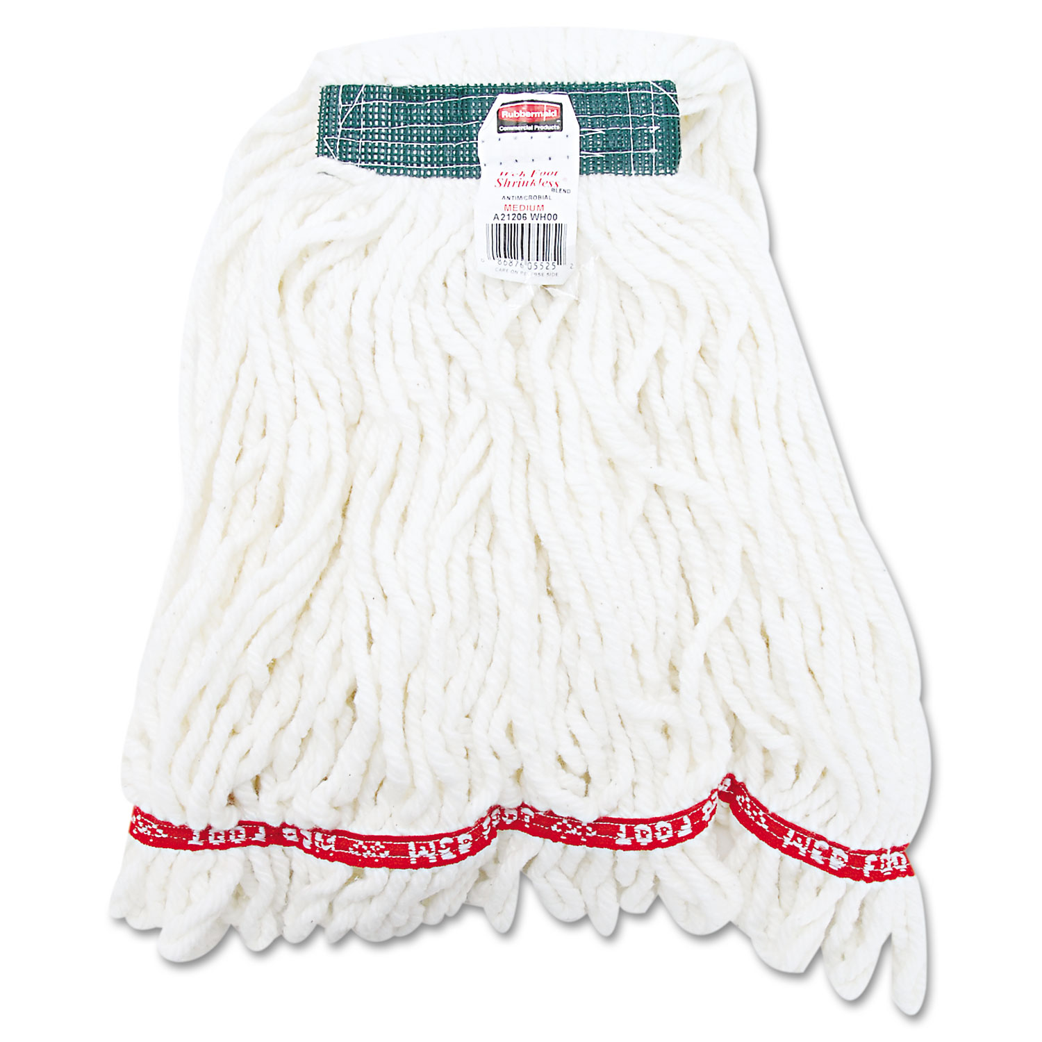  Rubbermaid Commercial FGA21206WH00 Web Foot Shrinkless Looped-End Wet Mop Head, Cotton/Synthetic, Medium, White (RCPA21206WHICT) 