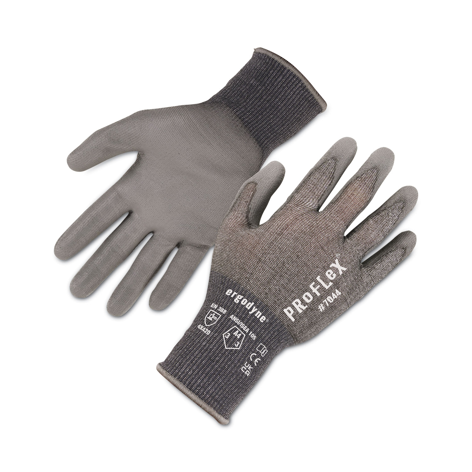 ProFlex 7044 ANSI A4 PU Coated CR Gloves, Gray, Medium, Pair