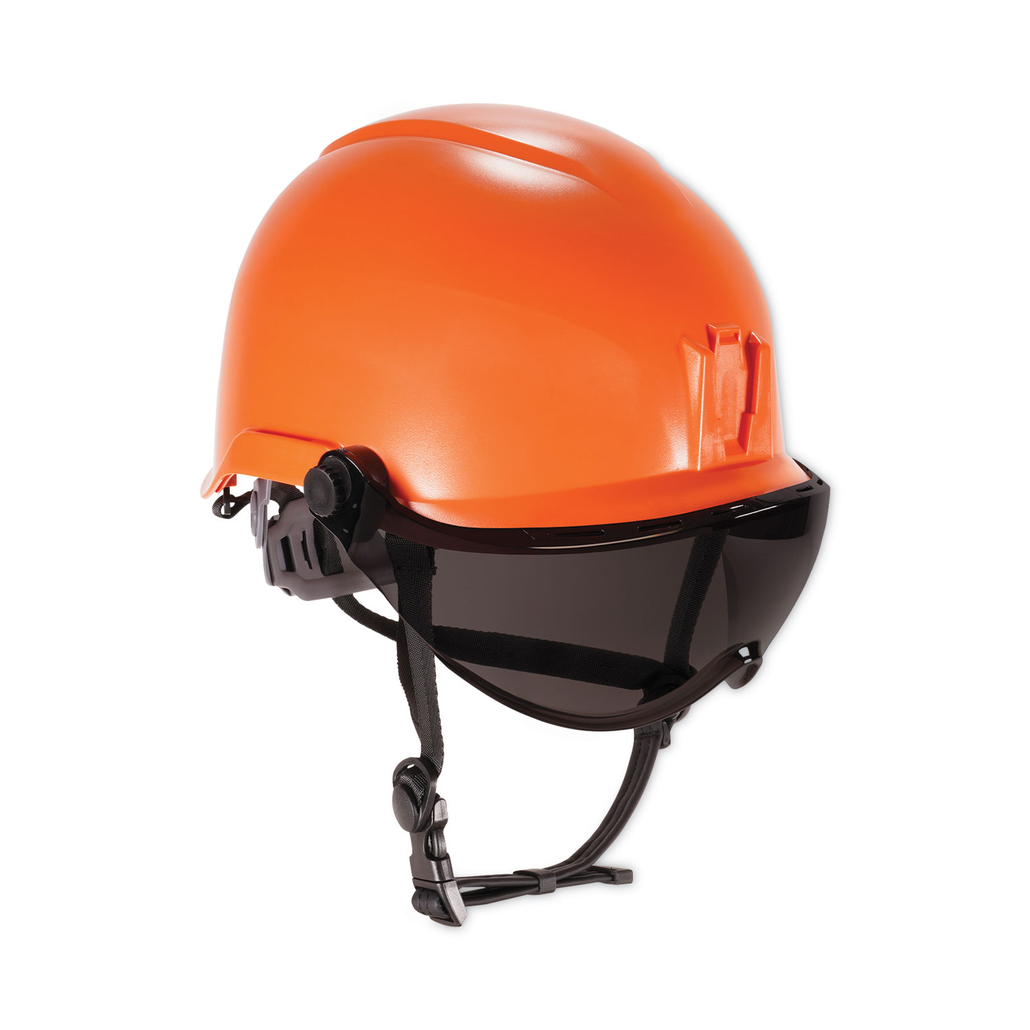 ergodyne® Skullerz 8974V Class E Safety Helmet with 8991 Visor Kit, Smoke Lens, 6-Point Ratchet Suspension, Orange