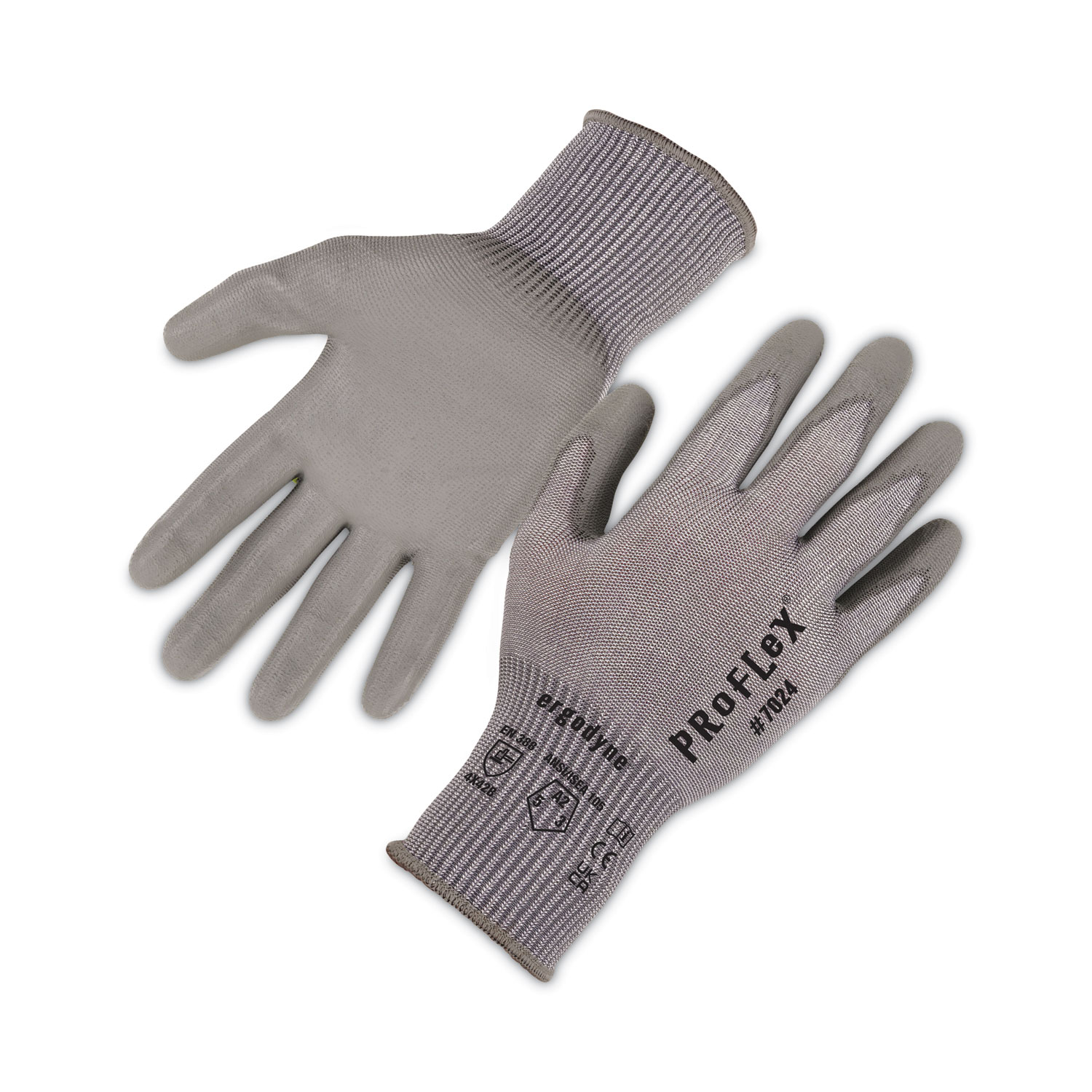 ProFlex 7024 ANSI A2 PU Coated CR Gloves, Gray, Large, Pair