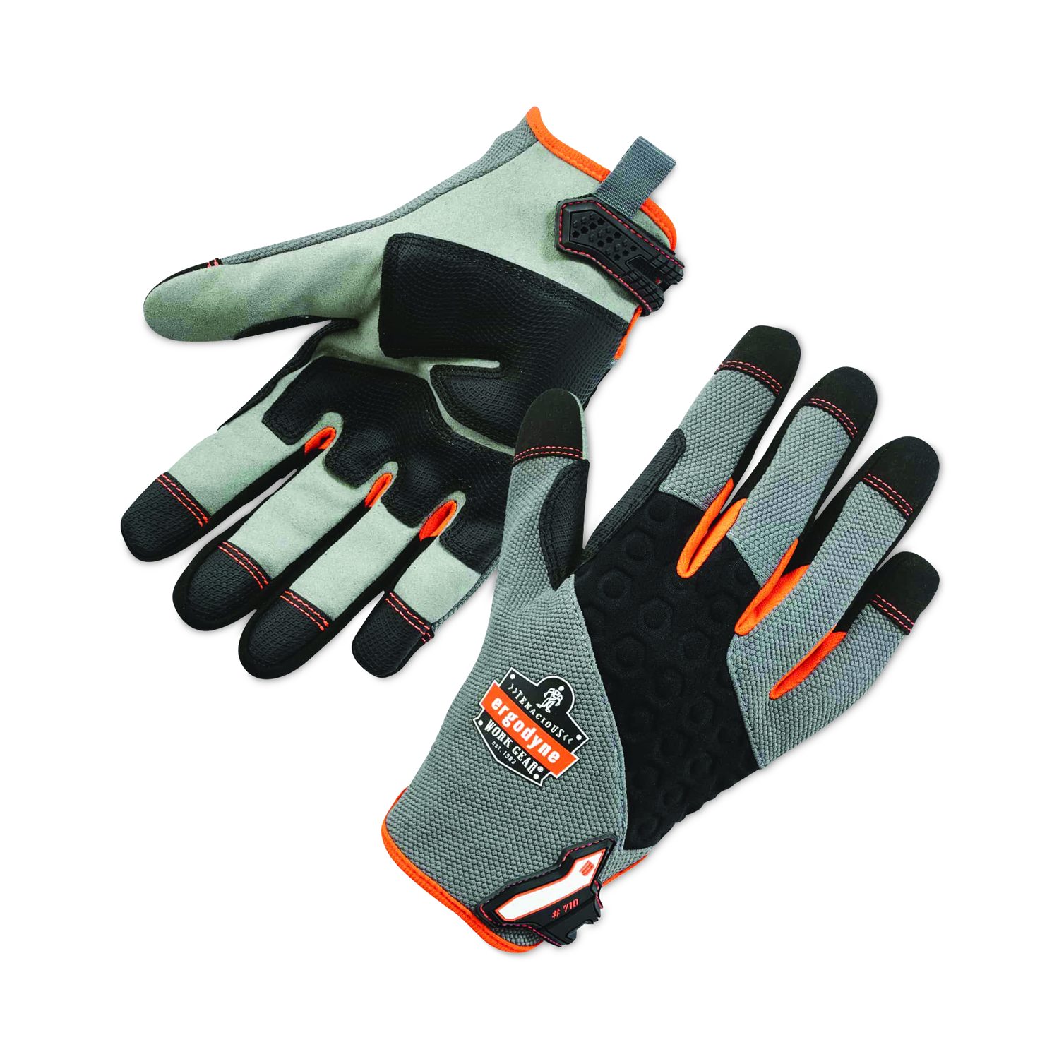 ProFlex 710 Heavy-Duty Mechanics Gloves, 9" Long, Small, Gray, Pair
