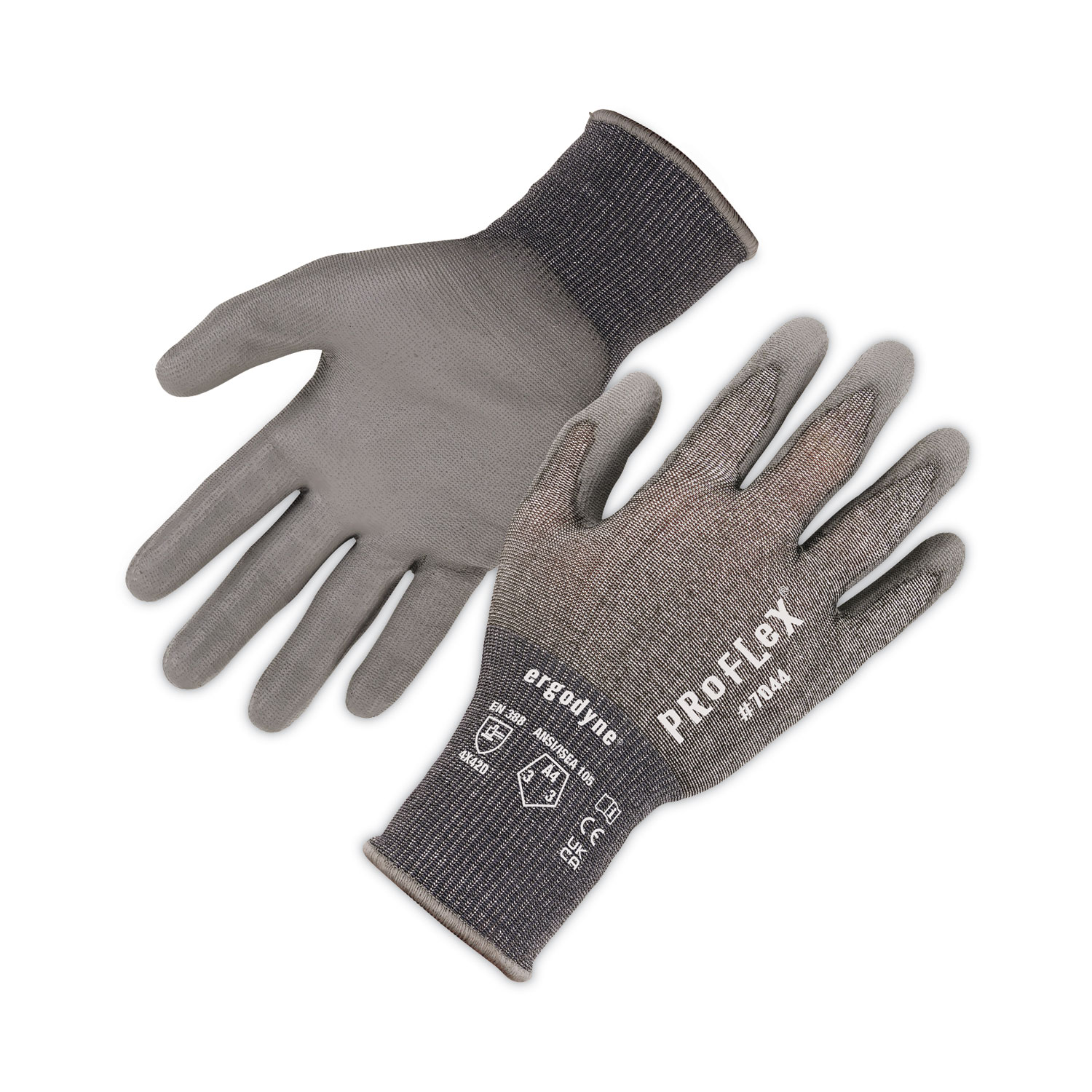 ProFlex 7044 ANSI A4 PU Coated CR Gloves, Gray, Large, Pair