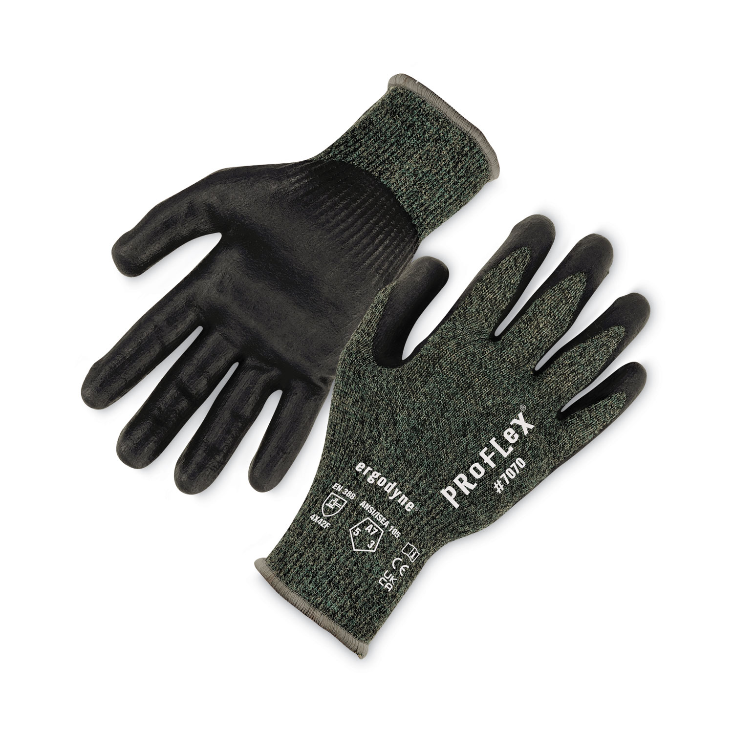 ProFlex 7070 ANSI A7 Nitrile Coated CR Gloves, Green, 2X-Large, Pair