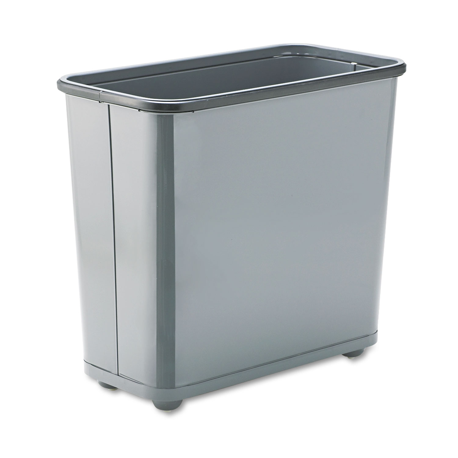 Fire-Safe Wastebasket, Rectangular, Steel, 7.5gal, Gray