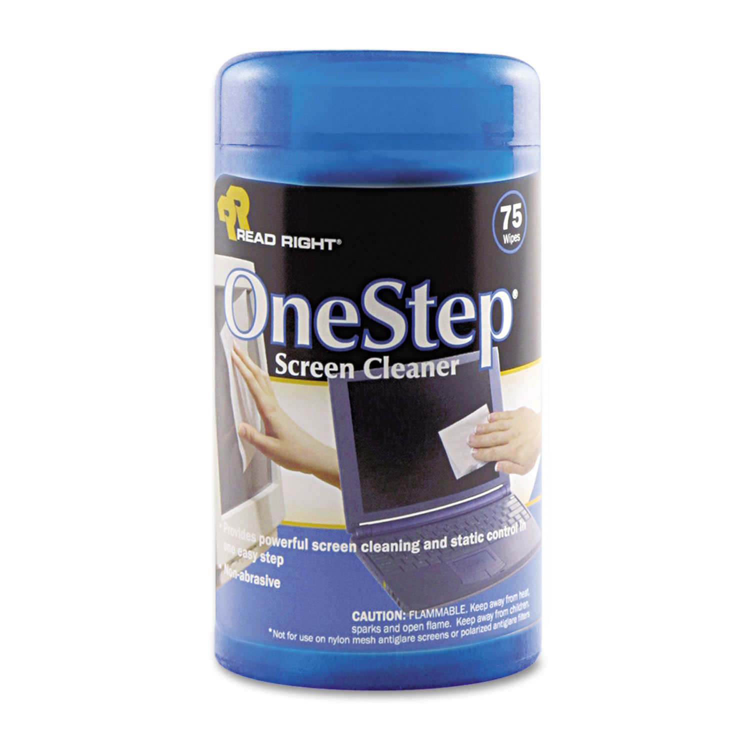 OneStep CRT Screen Cleaner Wet Wipes, Cloth, 5 1/4 x 5 3/4, 75/Tub