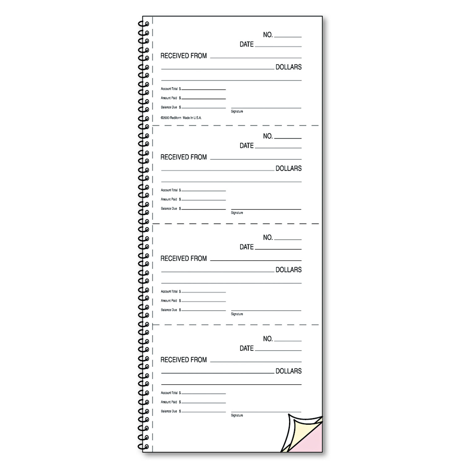  Rediform 23L117 Money and Rent Unnumbered Receipt Book, 5 1/2 x 2 3/4, Two-Part, 500 Sets/Book (RED23L117) 